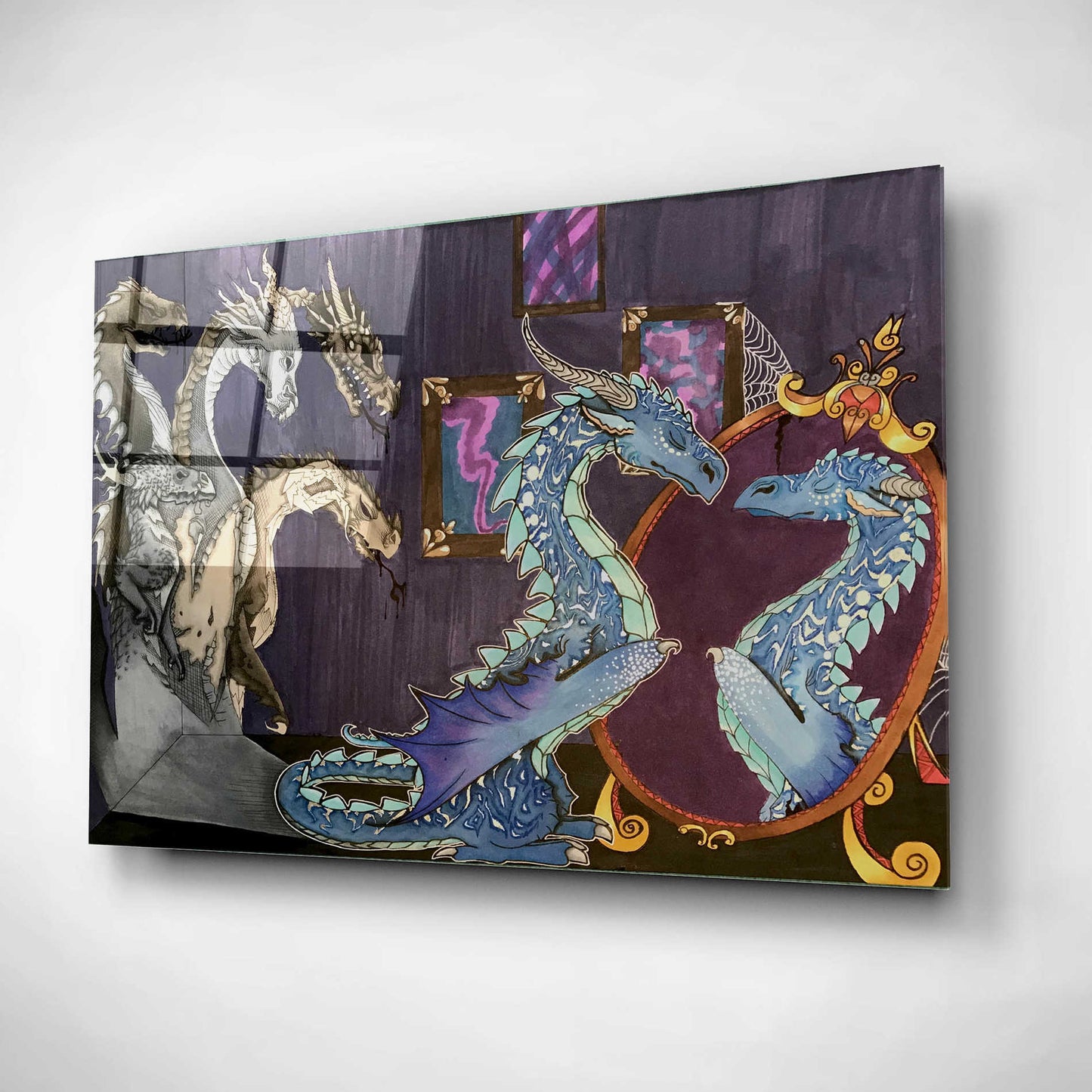 Epic Art 'Dragon in the Mirror' by Avery Multer, Acrylic Glass Wall Art,16x12