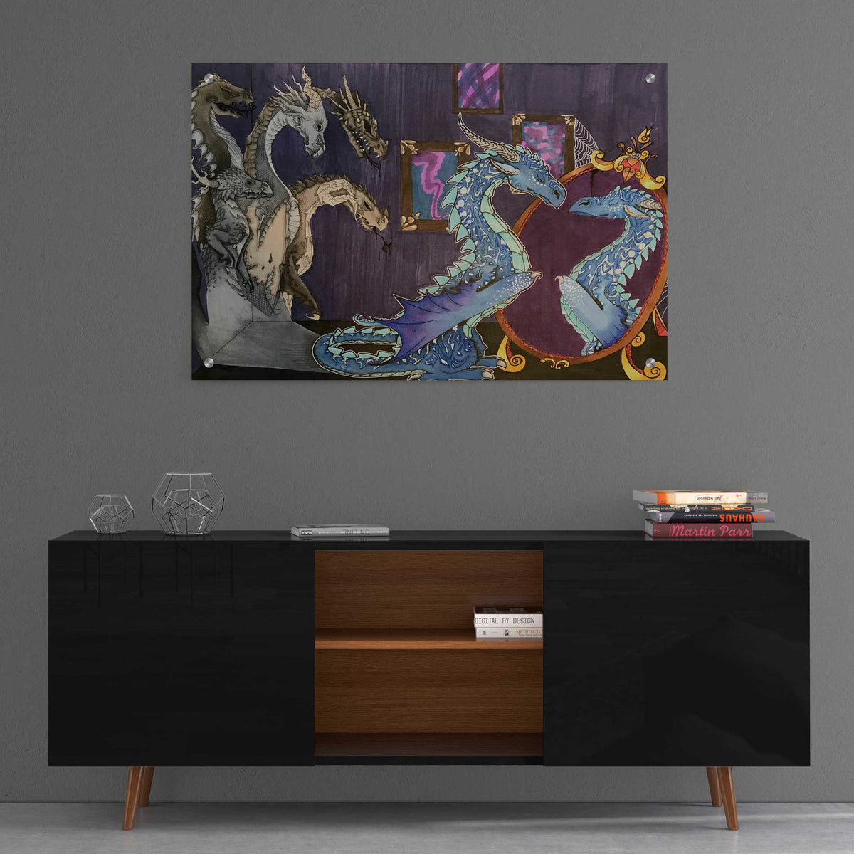 Epic Art 'Dragon in the Mirror' by Avery Multer, Acrylic Glass Wall Art,36x24