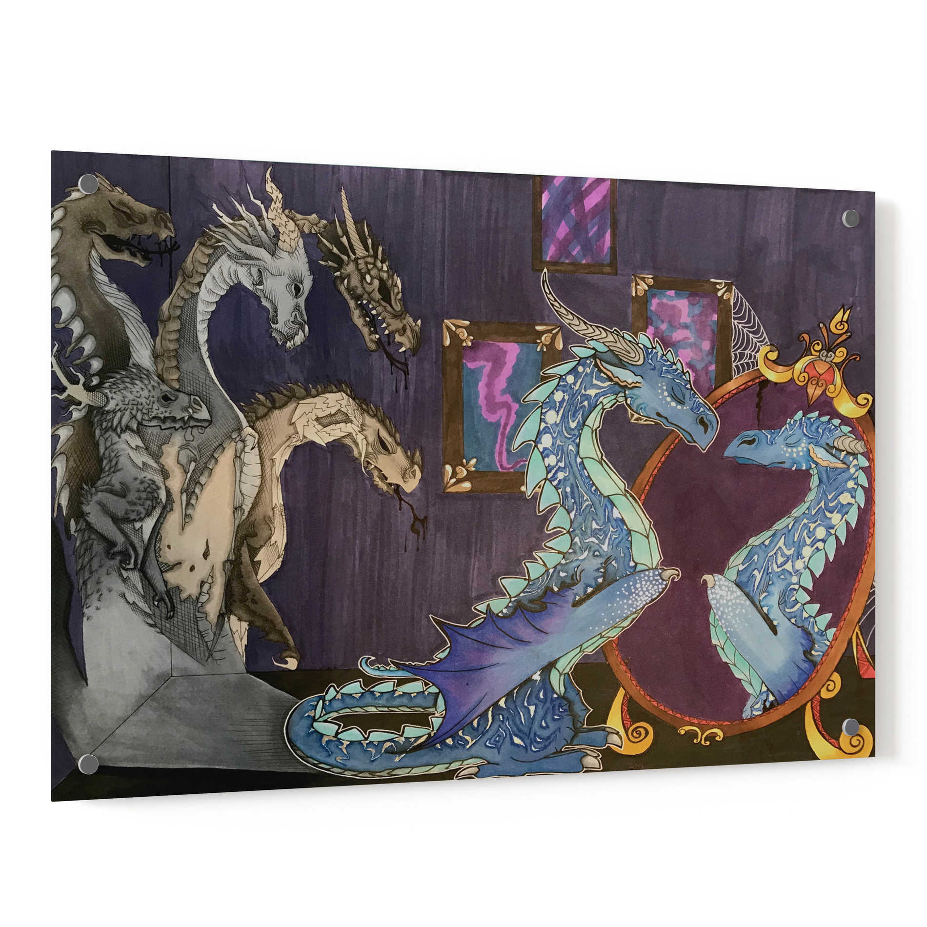 Epic Art 'Dragon in the Mirror' by Avery Multer, Acrylic Glass Wall Art,36x24