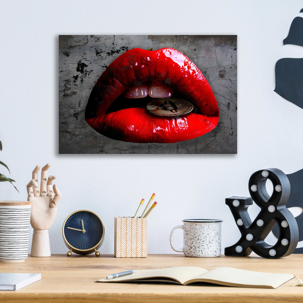 Epic Art 'Bit Me Bitcoin' by Acrylic Glass Wall Art,16x12