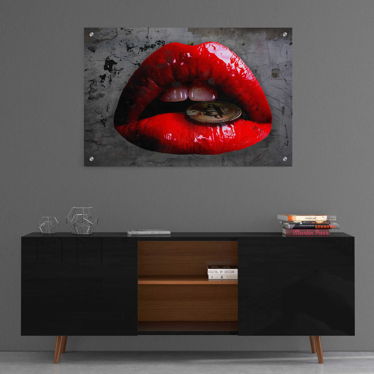 Epic Art 'Bit Me Bitcoin' by Acrylic Glass Wall Art,36x24