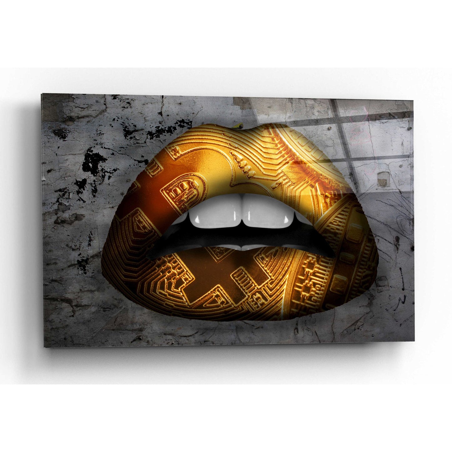 Epic Art 'Bitcoin Lipstick' by Acrylic Glass Wall Art,16x12