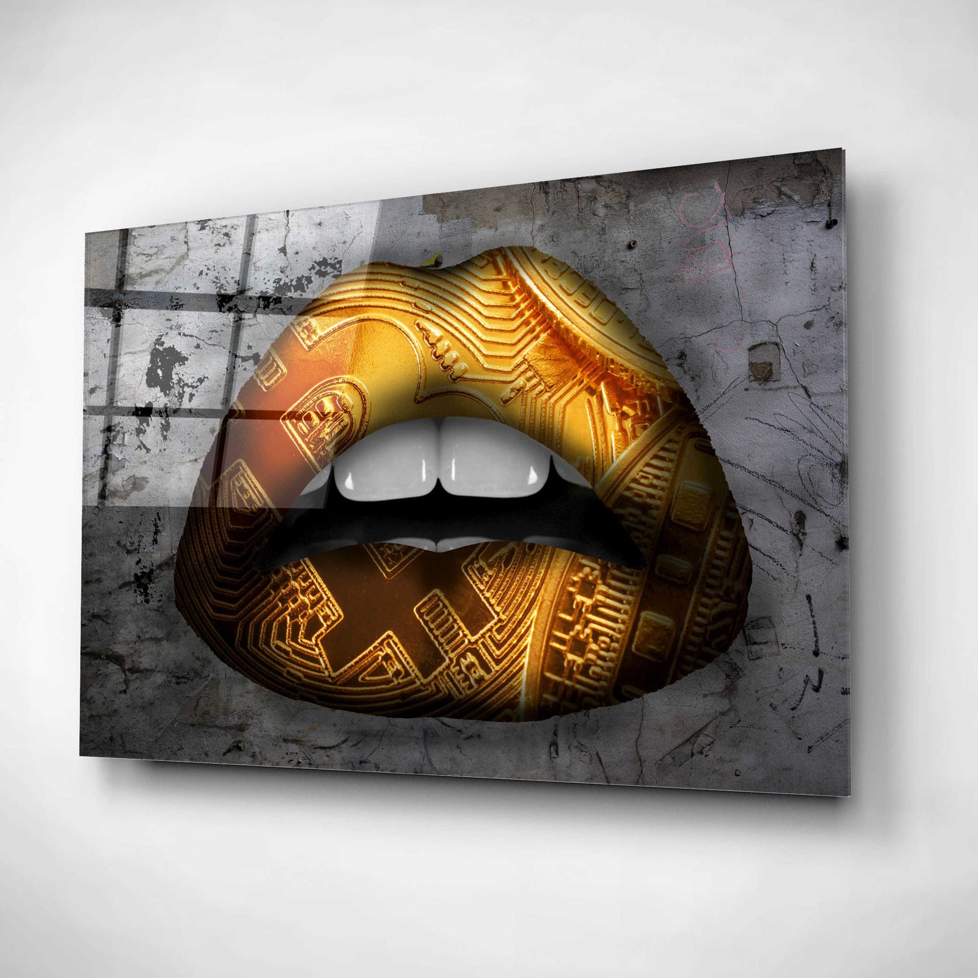 Epic Art 'Bitcoin Lipstick' by Acrylic Glass Wall Art,24x16