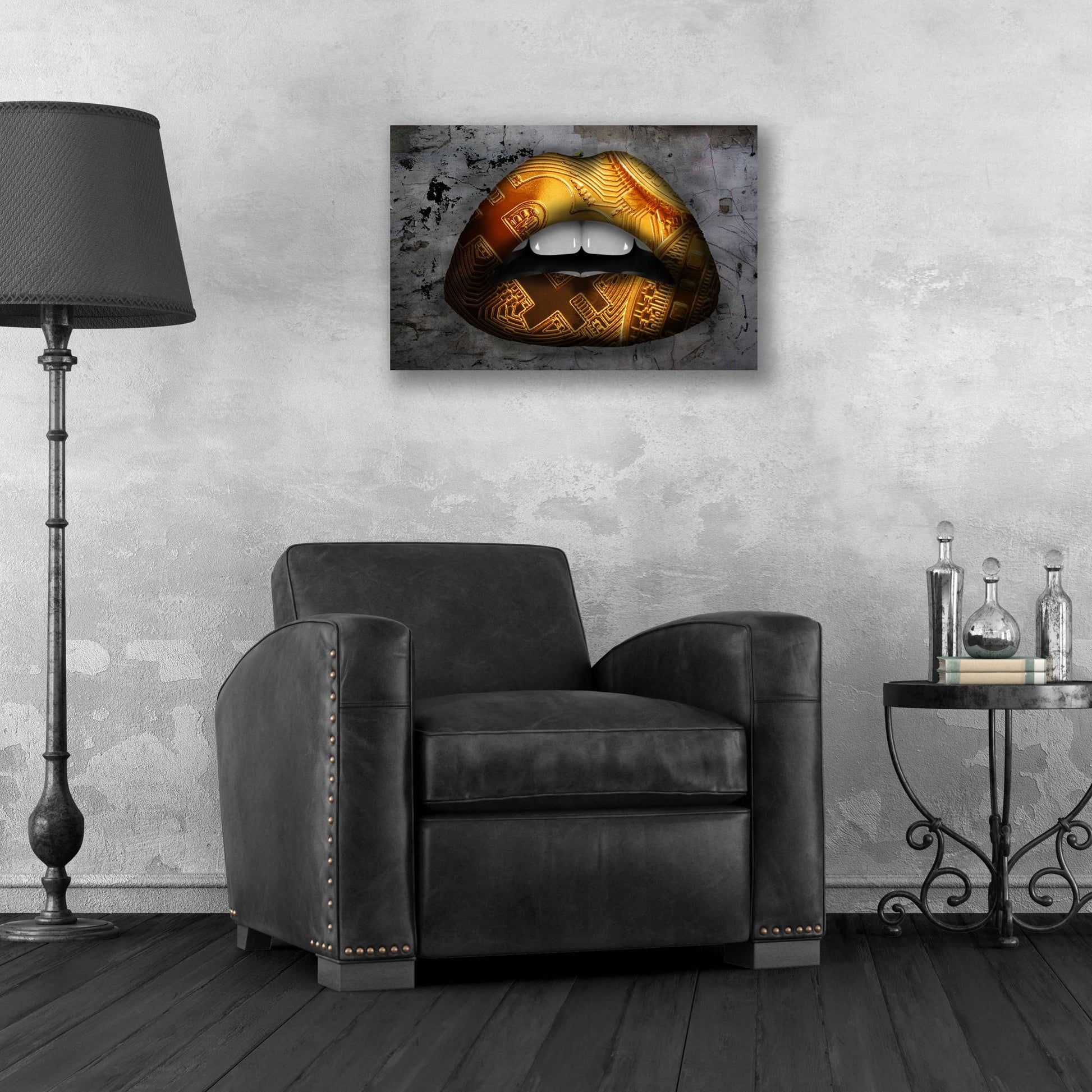 Epic Art 'Bitcoin Lipstick' by Acrylic Glass Wall Art,24x16