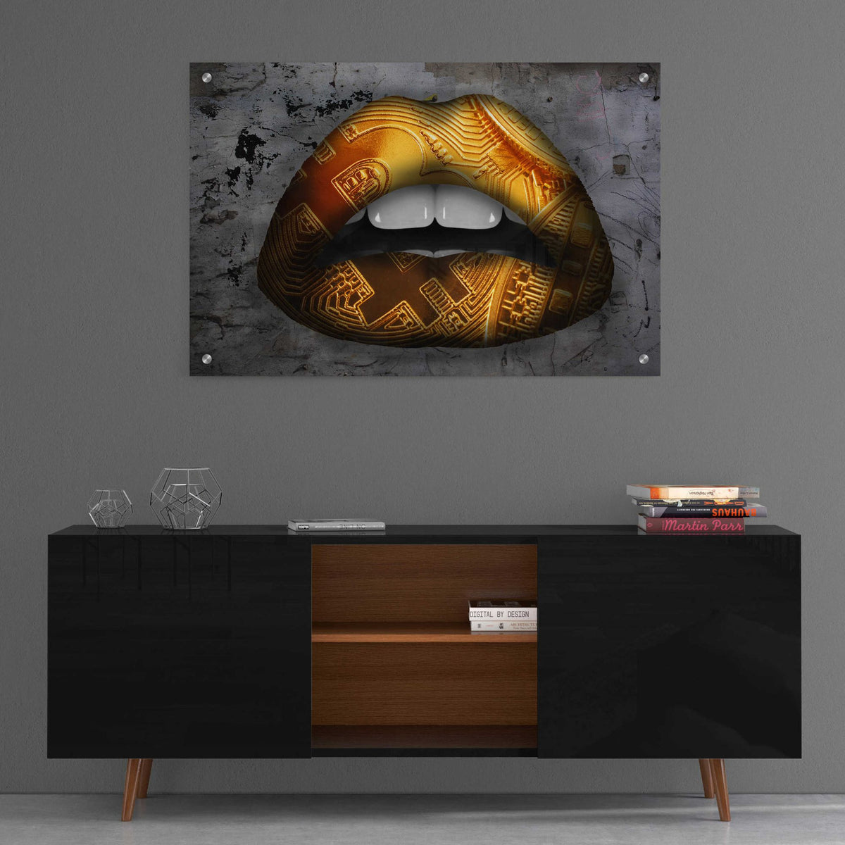 Epic Art 'Bitcoin Lipstick' by Acrylic Glass Wall Art,36x24