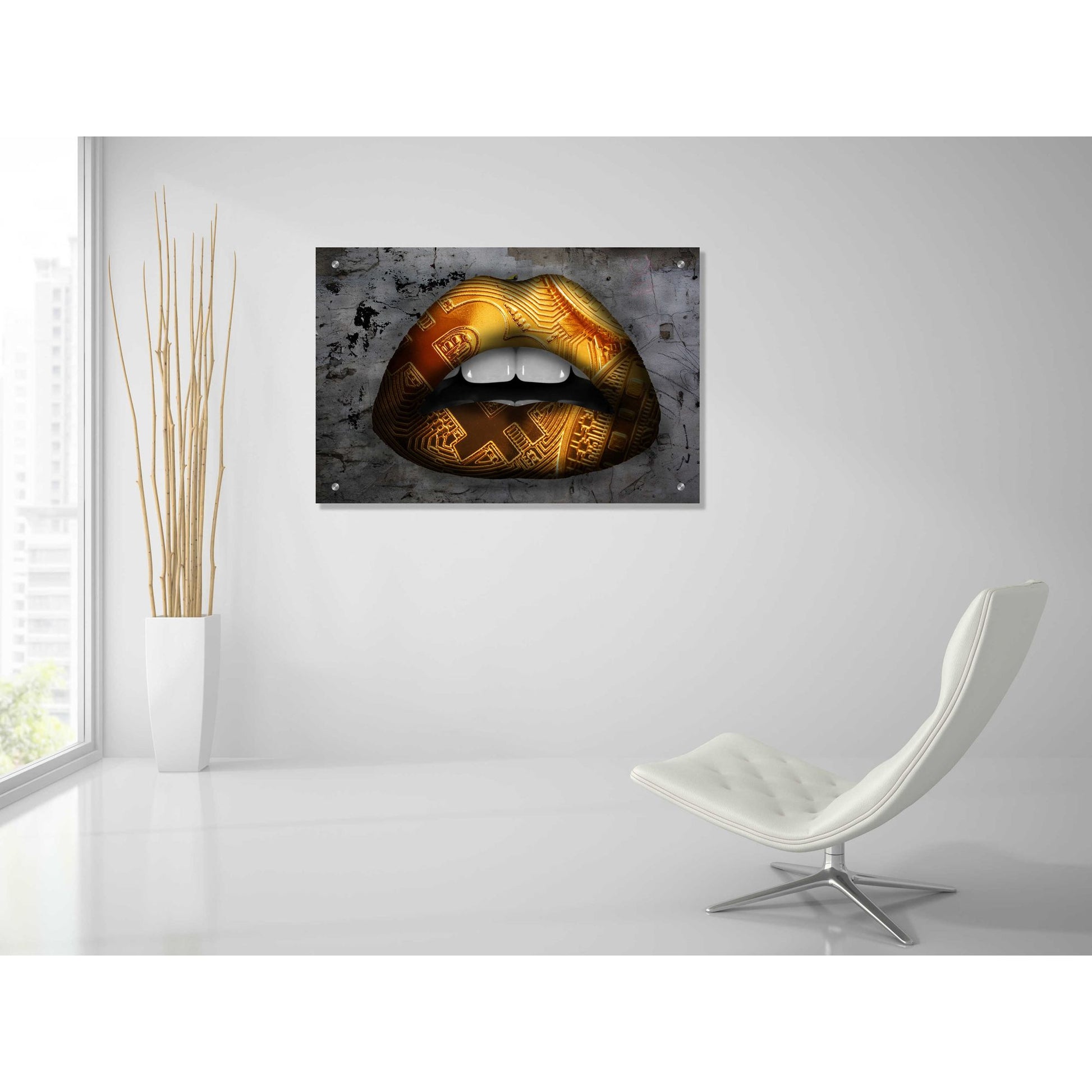 Epic Art 'Bitcoin Lipstick' by Acrylic Glass Wall Art,36x24