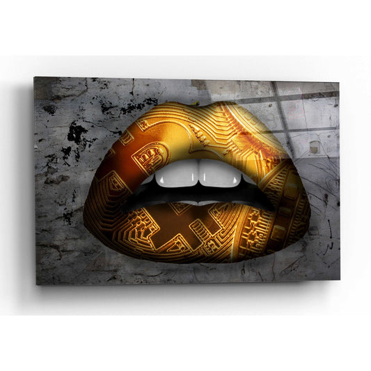 Epic Art 'Bitcoin Lipstick' by Acrylic Glass Wall Art