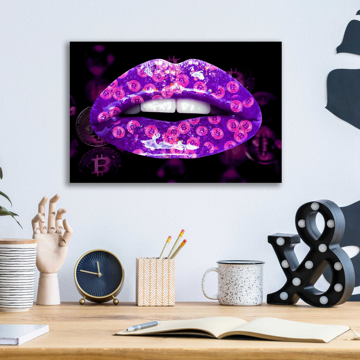 Epic Art 'Bitcoin Milkshake Amethyst' by Acrylic Glass Wall Art,16x12