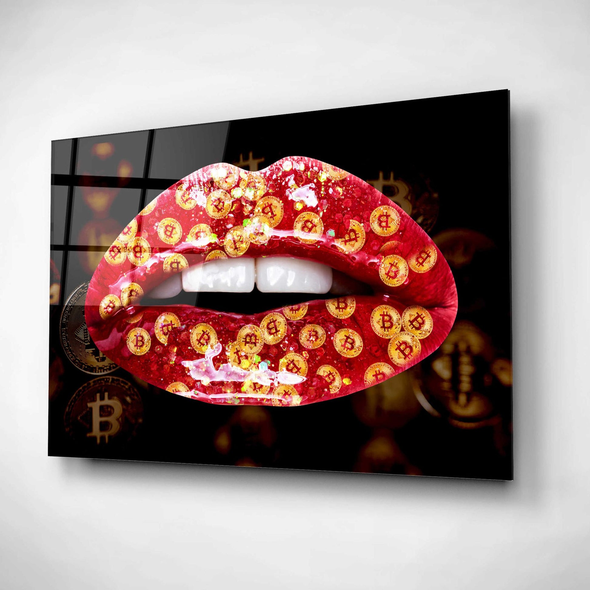 Epic Art 'Bitcoin Milkshake Ruby' by Acrylic Glass Wall Art,16x12