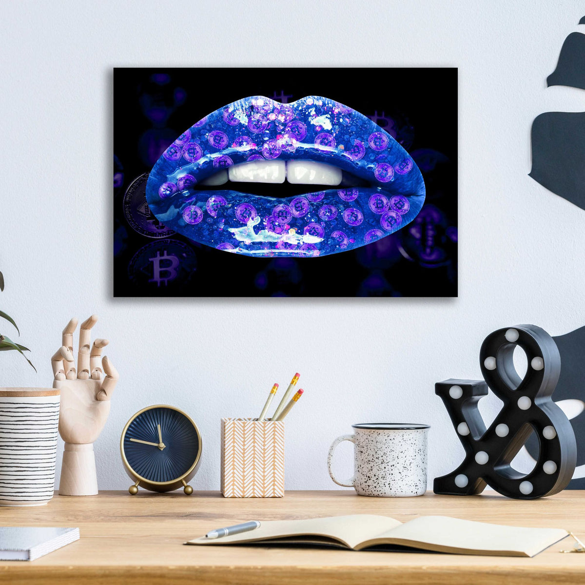 Epic Art 'Bitcoin Milkshake Sapphire' by Acrylic Glass Wall Art,16x12
