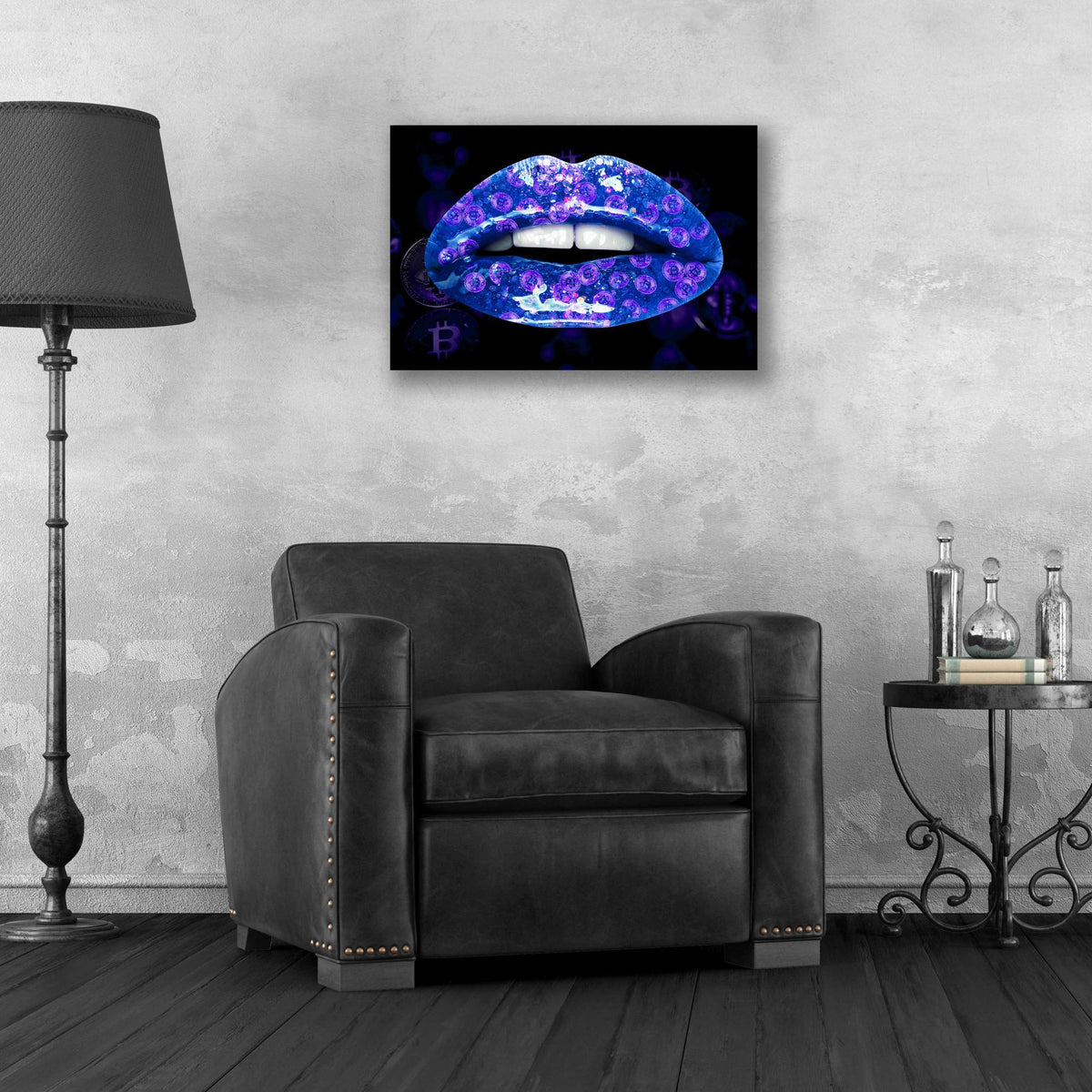 Epic Art 'Bitcoin Milkshake Sapphire' by Acrylic Glass Wall Art,24x16