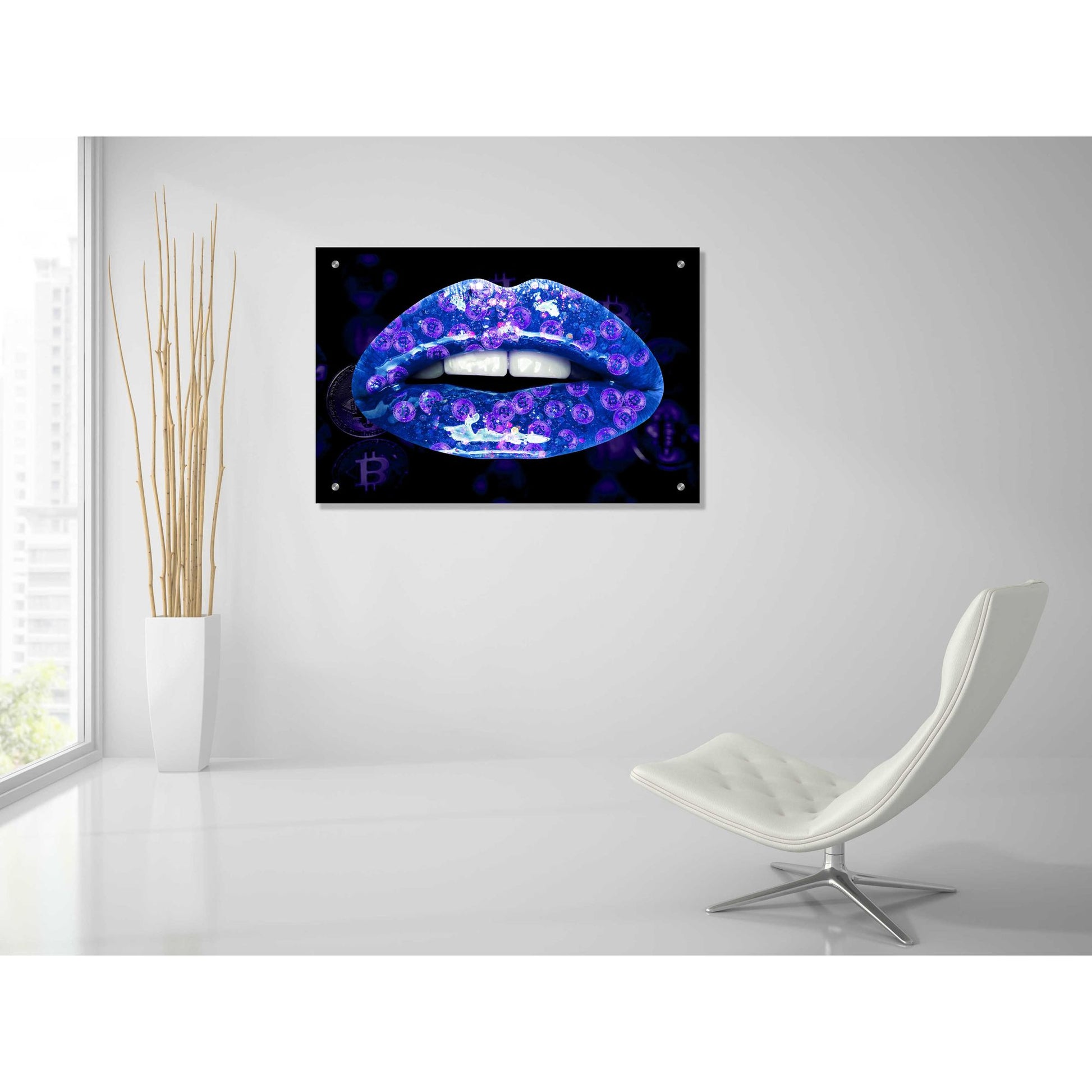 Epic Art 'Bitcoin Milkshake Sapphire' by Acrylic Glass Wall Art,36x24