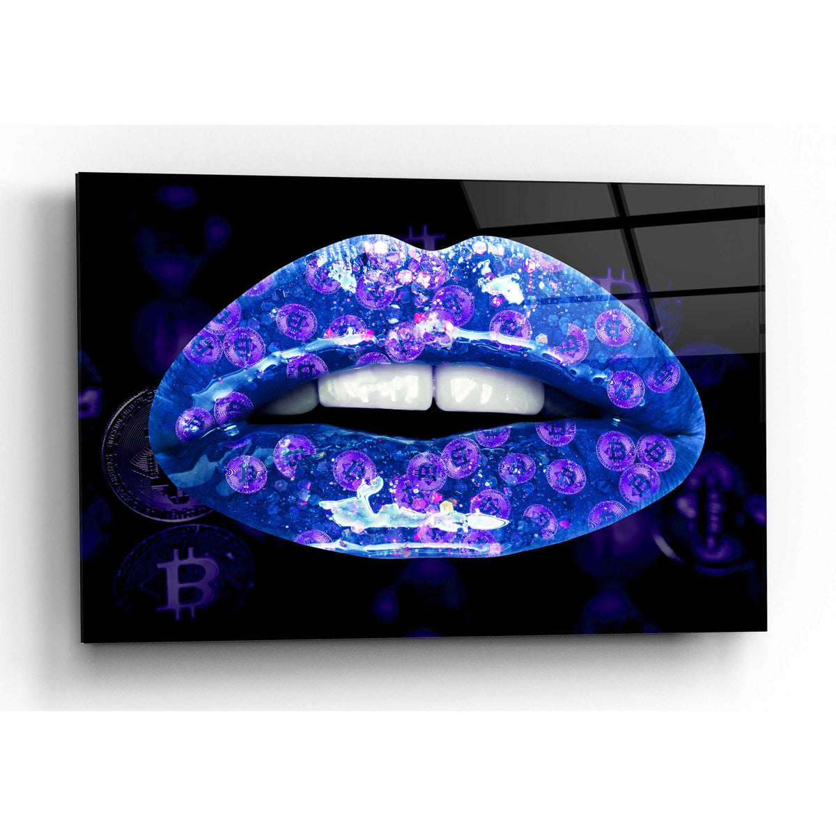 Epic Art 'Bitcoin Milkshake Sapphire' by Acrylic Glass Wall Art