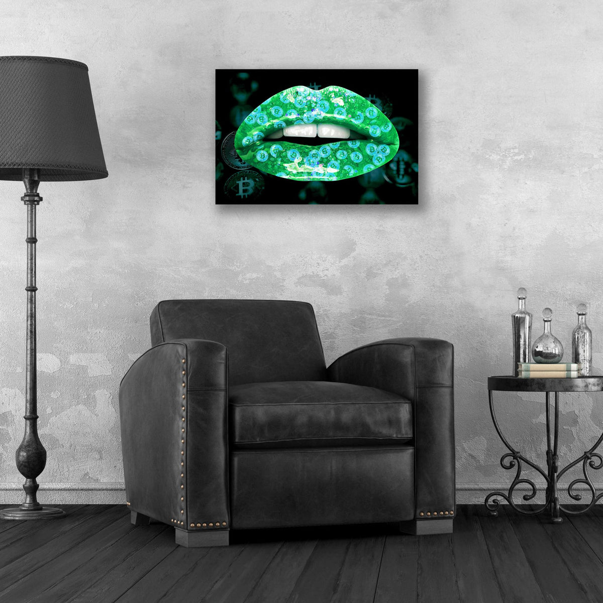 Epic Art 'Bitcoin Milkshake Turquoise' by Acrylic Glass Wall Art,24x16
