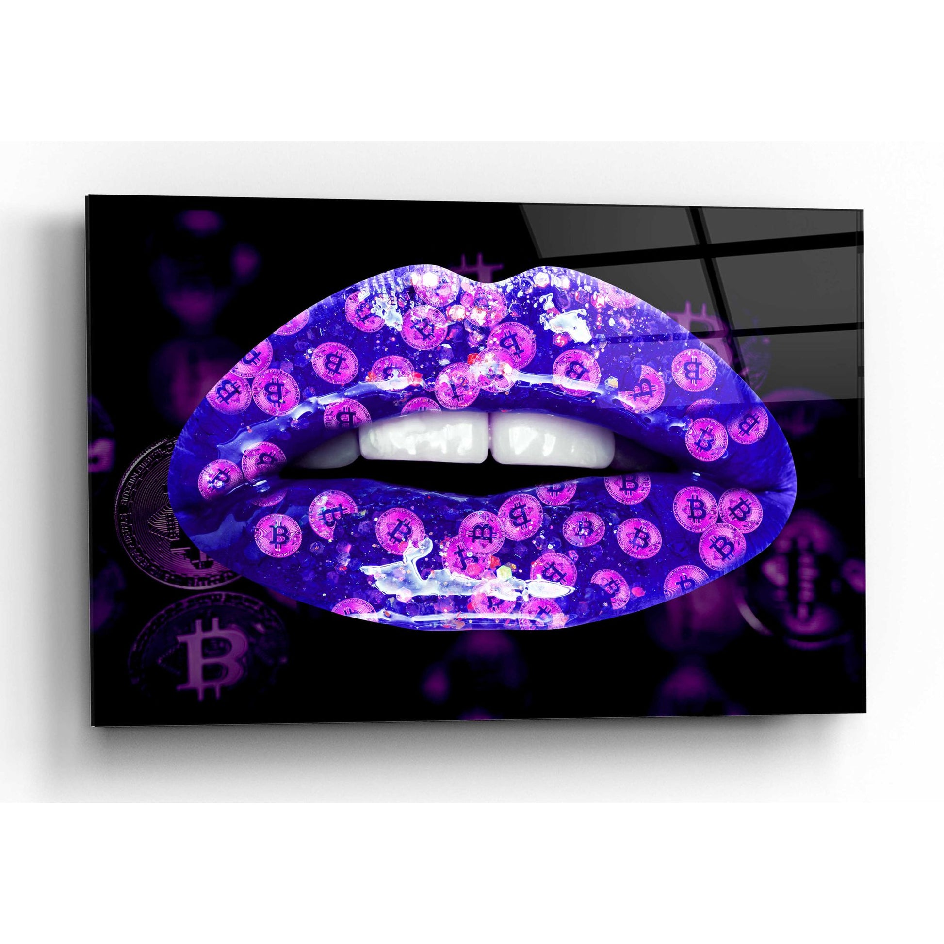 Epic Art 'Bitcoin Milkshake Violet' by Acrylic Glass Wall Art,16x12
