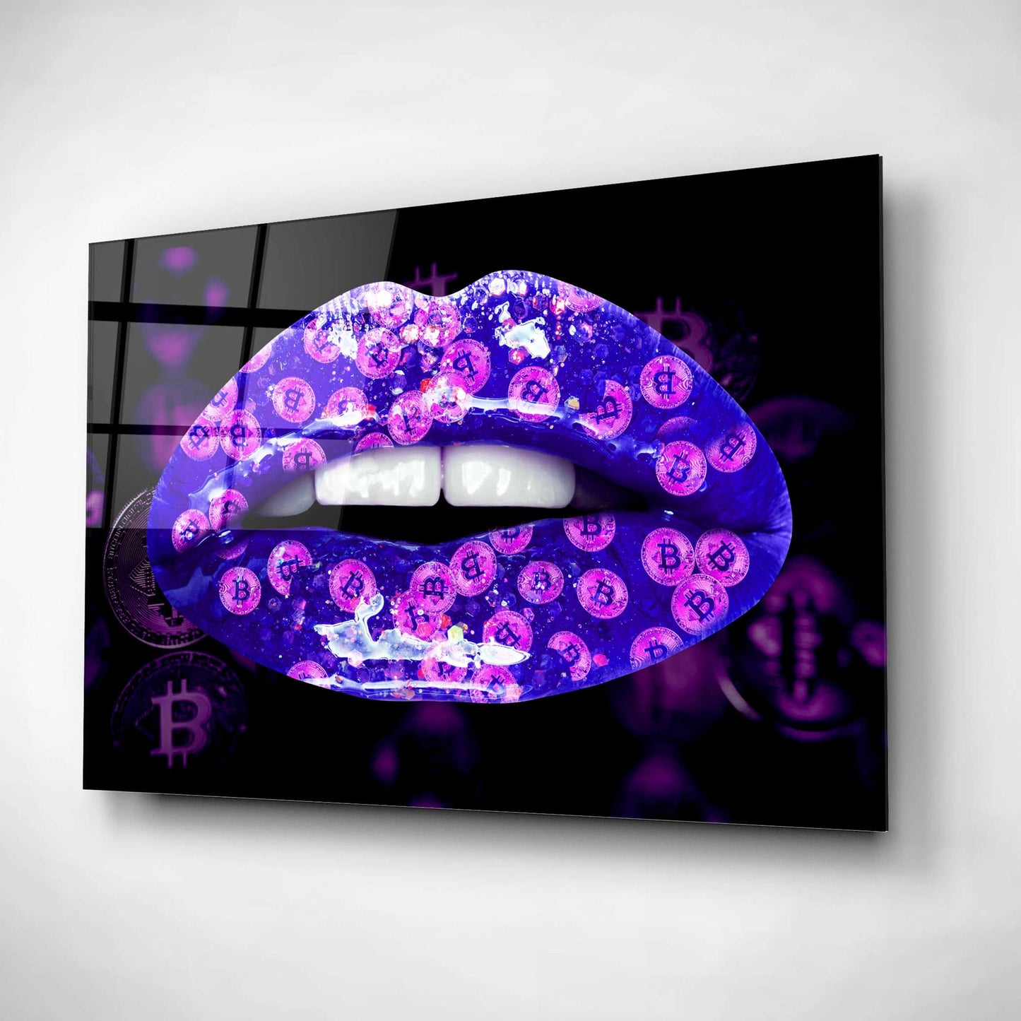 Epic Art 'Bitcoin Milkshake Violet' by Acrylic Glass Wall Art,24x16