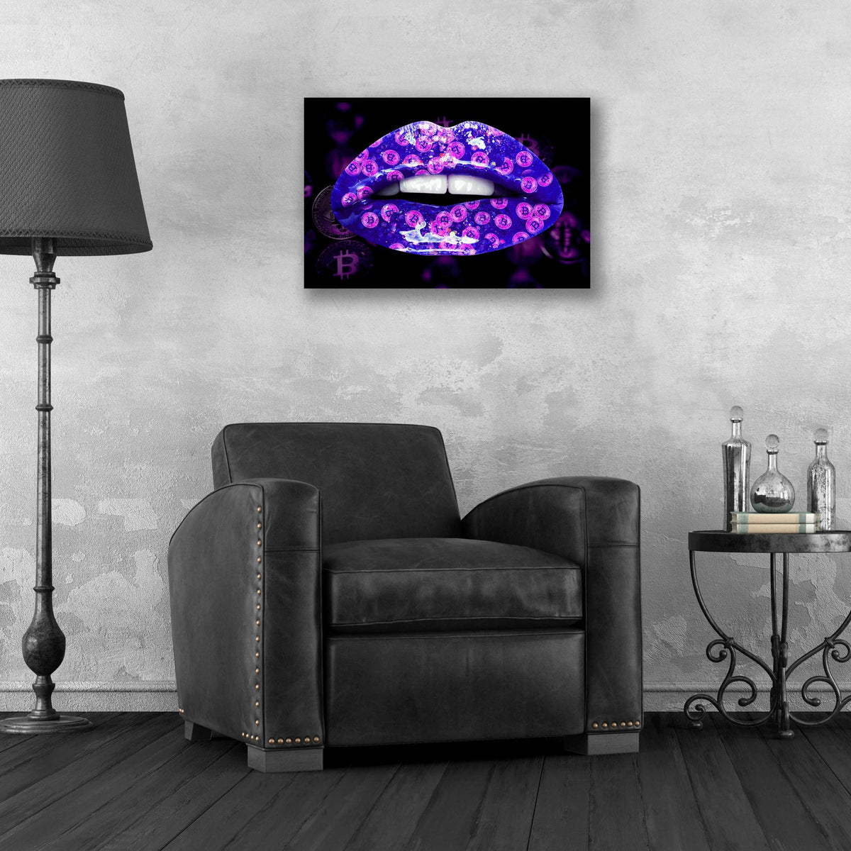 Epic Art 'Bitcoin Milkshake Violet' by Acrylic Glass Wall Art,24x16