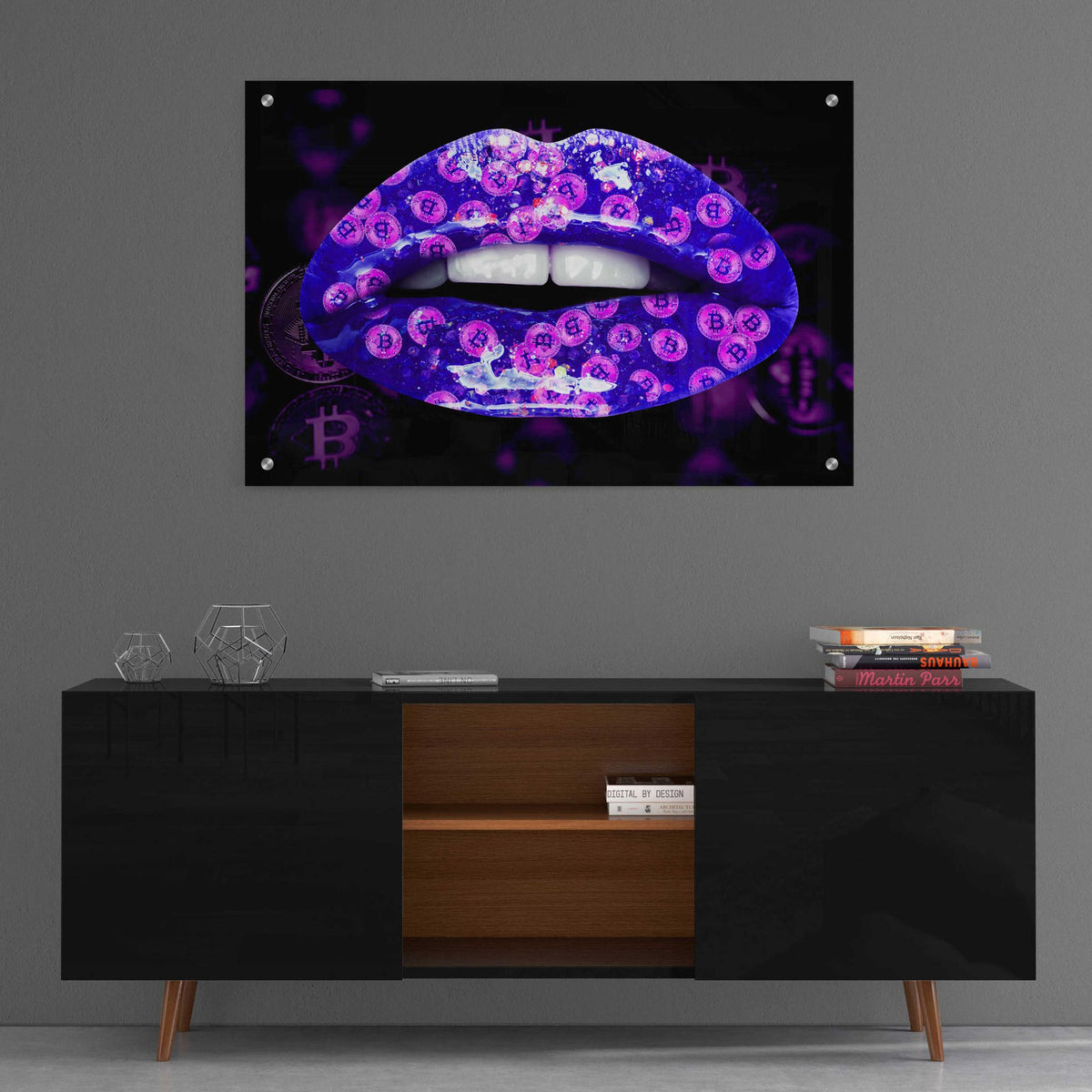 Epic Art 'Bitcoin Milkshake Violet' by Acrylic Glass Wall Art,36x24