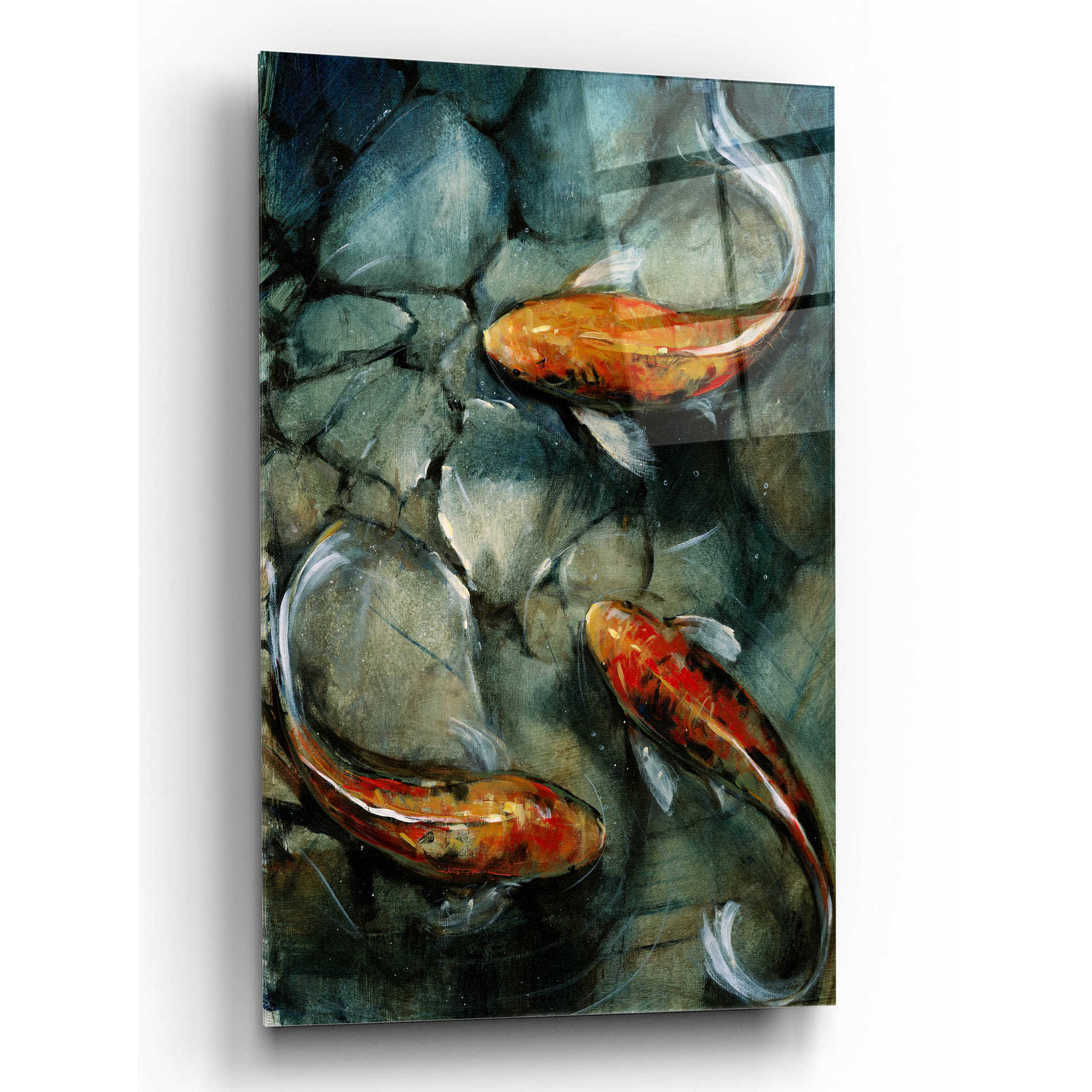 Epic Art 'Tres Koi I' by Tim O'Toole, Acrylic Glass Wall Art,16x24