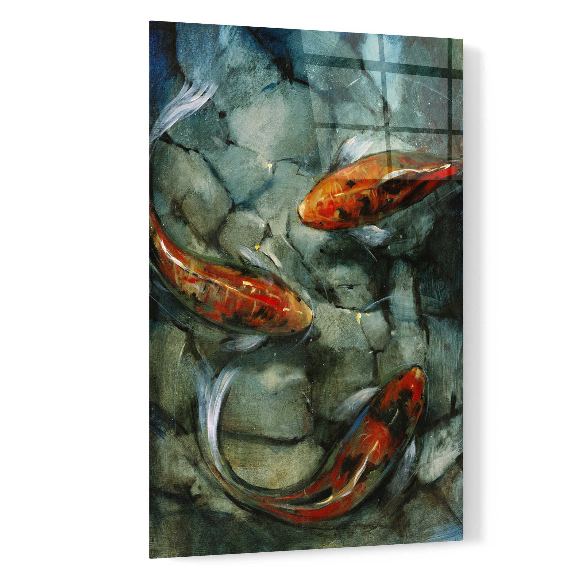 Epic Art 'Tres Koi II' by Tim O'Toole, Acrylic Glass Wall Art,16x24
