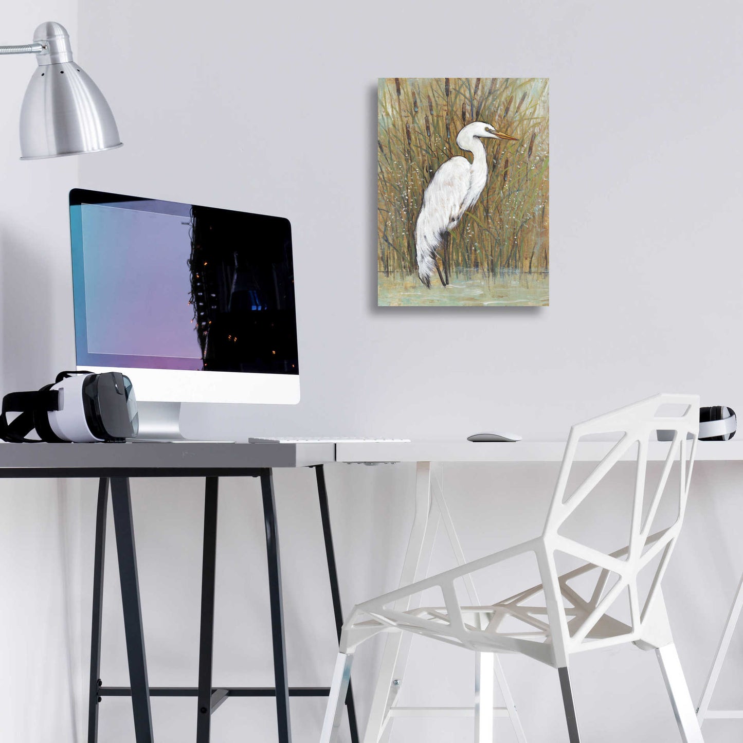 Epic Art 'White Egret II' by Tim O'Toole, Acrylic Glass Wall Art,12x16