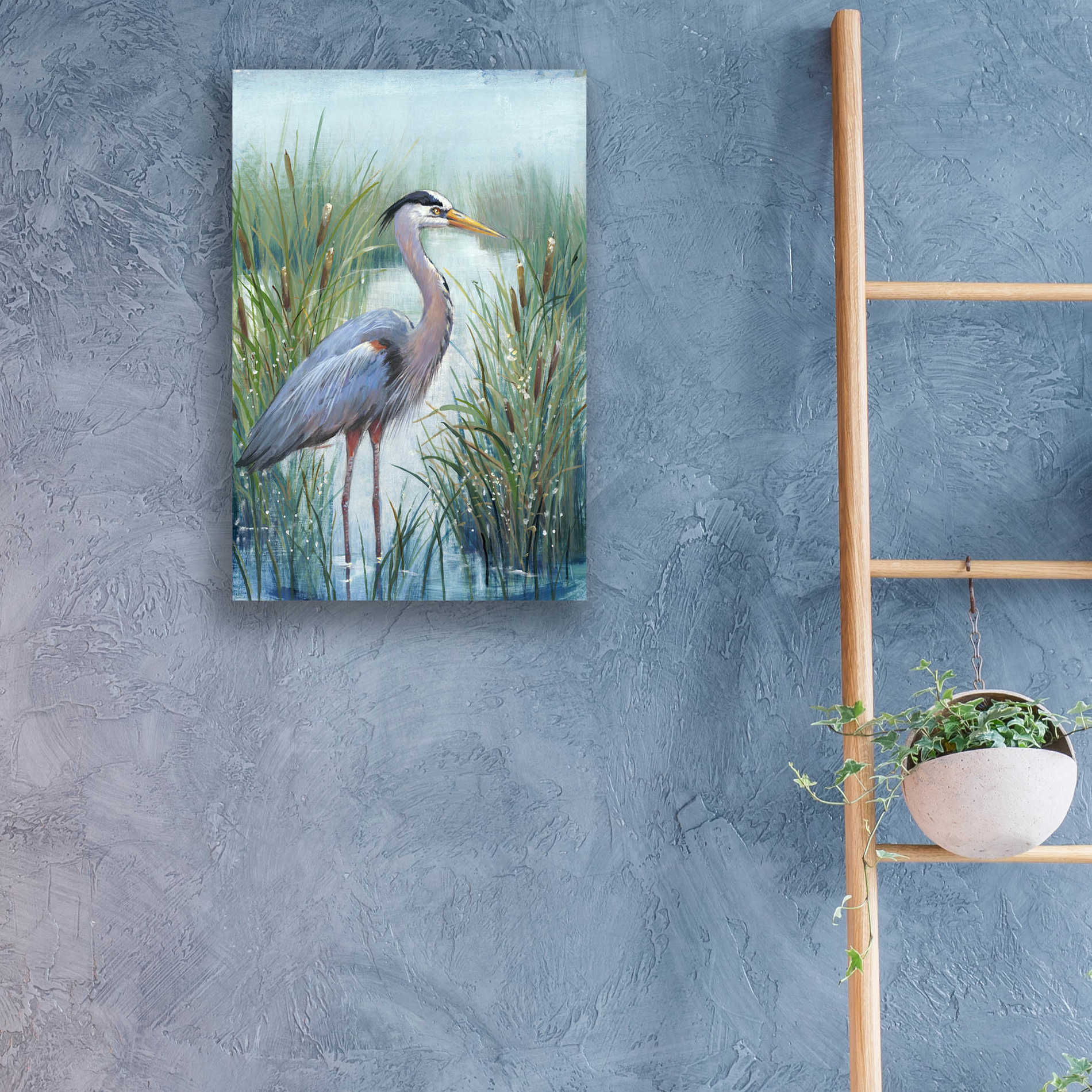 Epic Art 'Marsh Heron I' by Tim O'Toole, Acrylic Glass Wall Art,16x24
