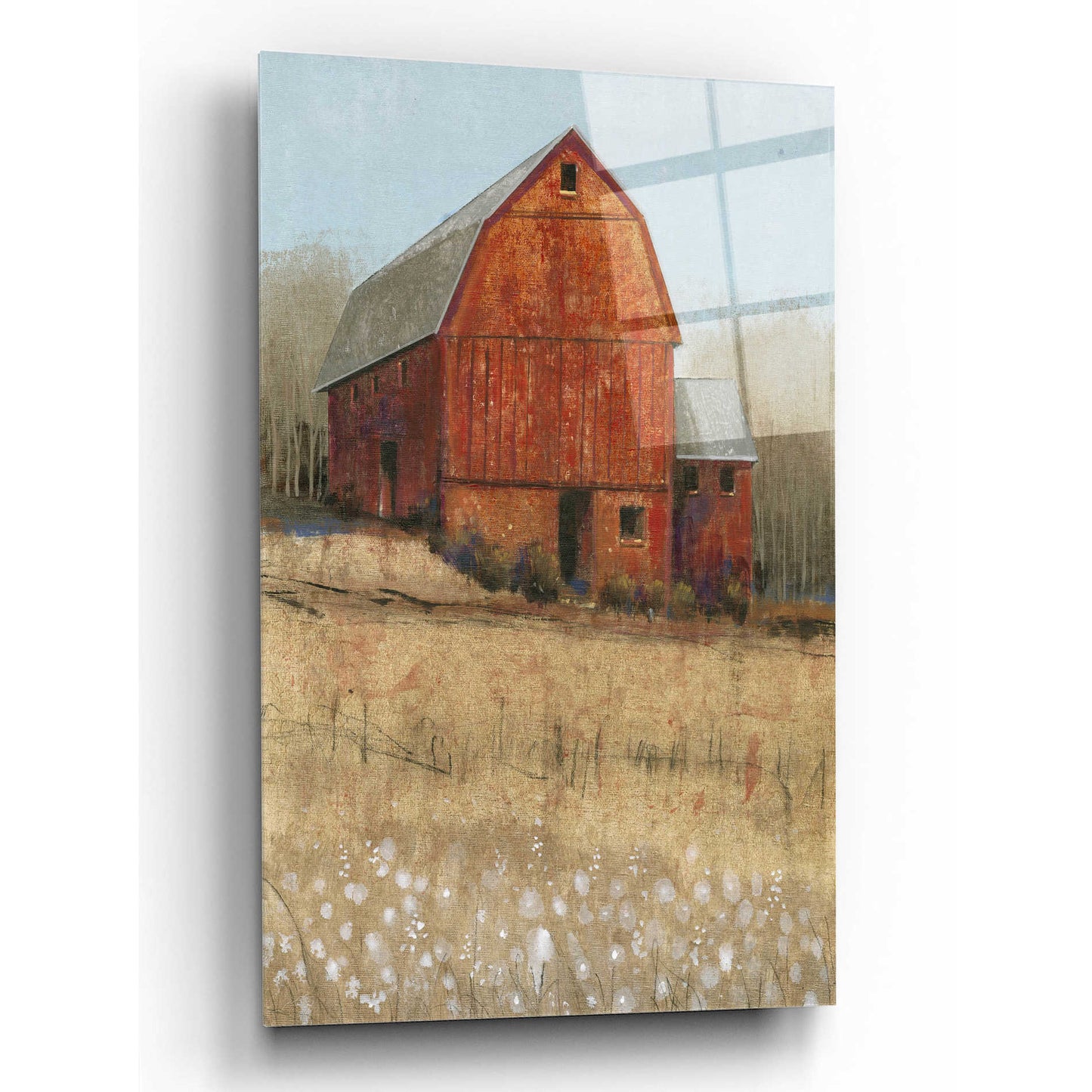 Epic Art 'Red Barn View I' by Tim O'Toole, Acrylic Glass Wall Art,12x16