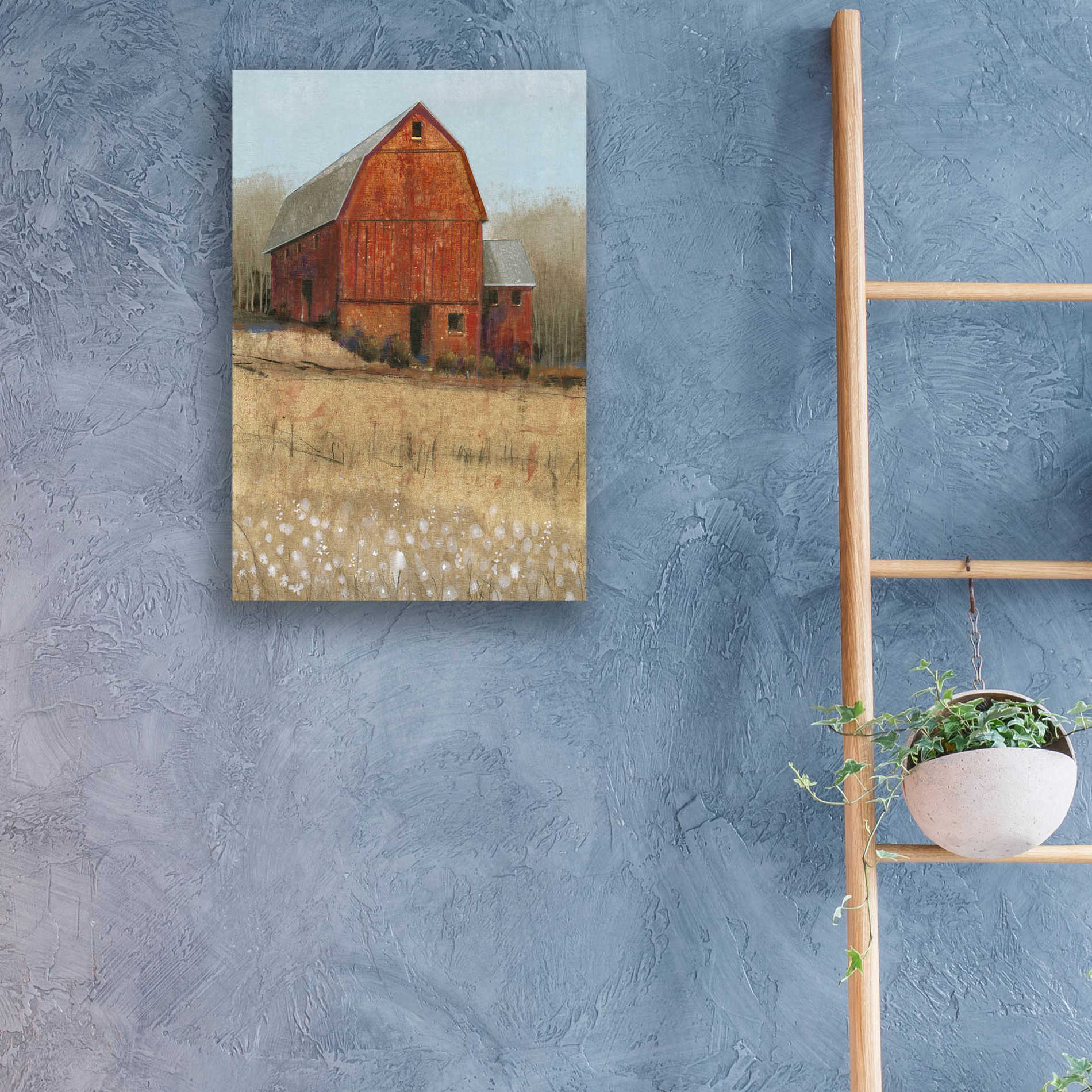 Epic Art 'Red Barn View I' by Tim O'Toole, Acrylic Glass Wall Art,16x24