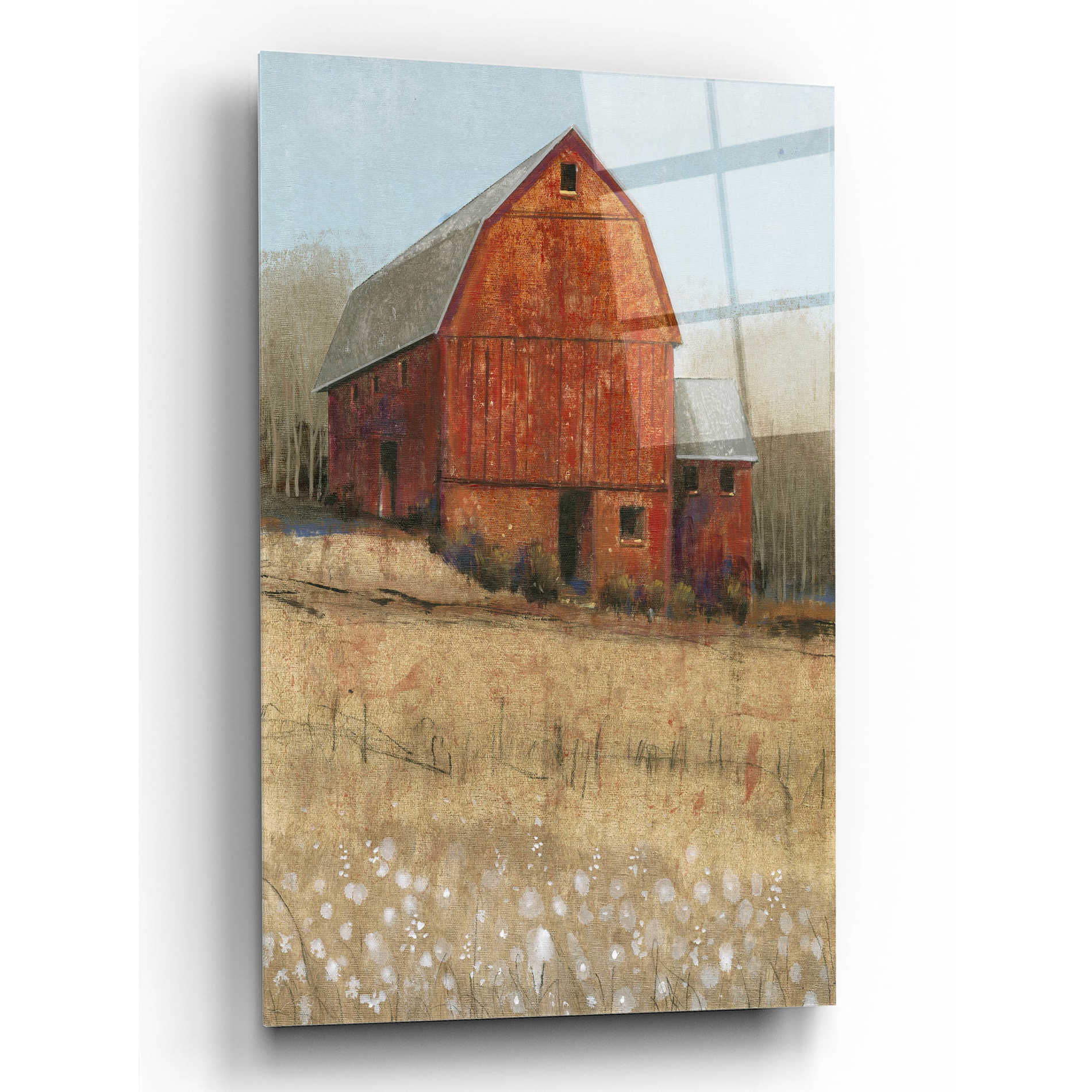 Epic Art 'Red Barn View I' by Tim O'Toole, Acrylic Glass Wall Art,16x24