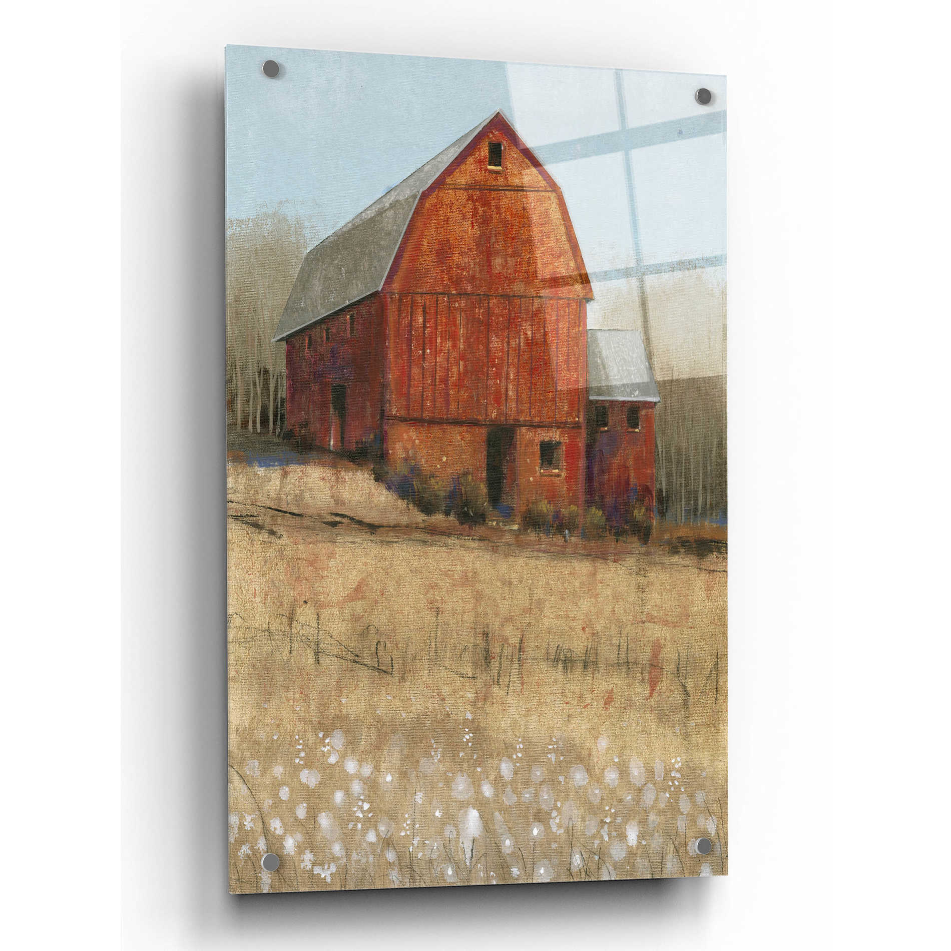 Epic Art 'Red Barn View I' by Tim O'Toole, Acrylic Glass Wall Art,24x36