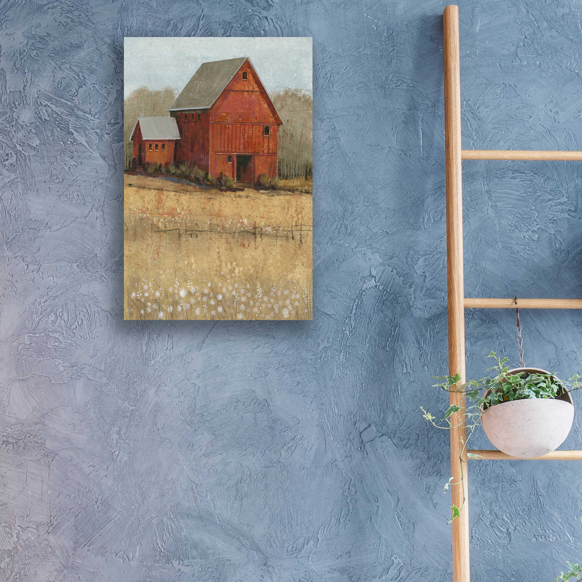 Epic Art 'Red Barn View II' by Tim O'Toole, Acrylic Glass Wall Art,16x24