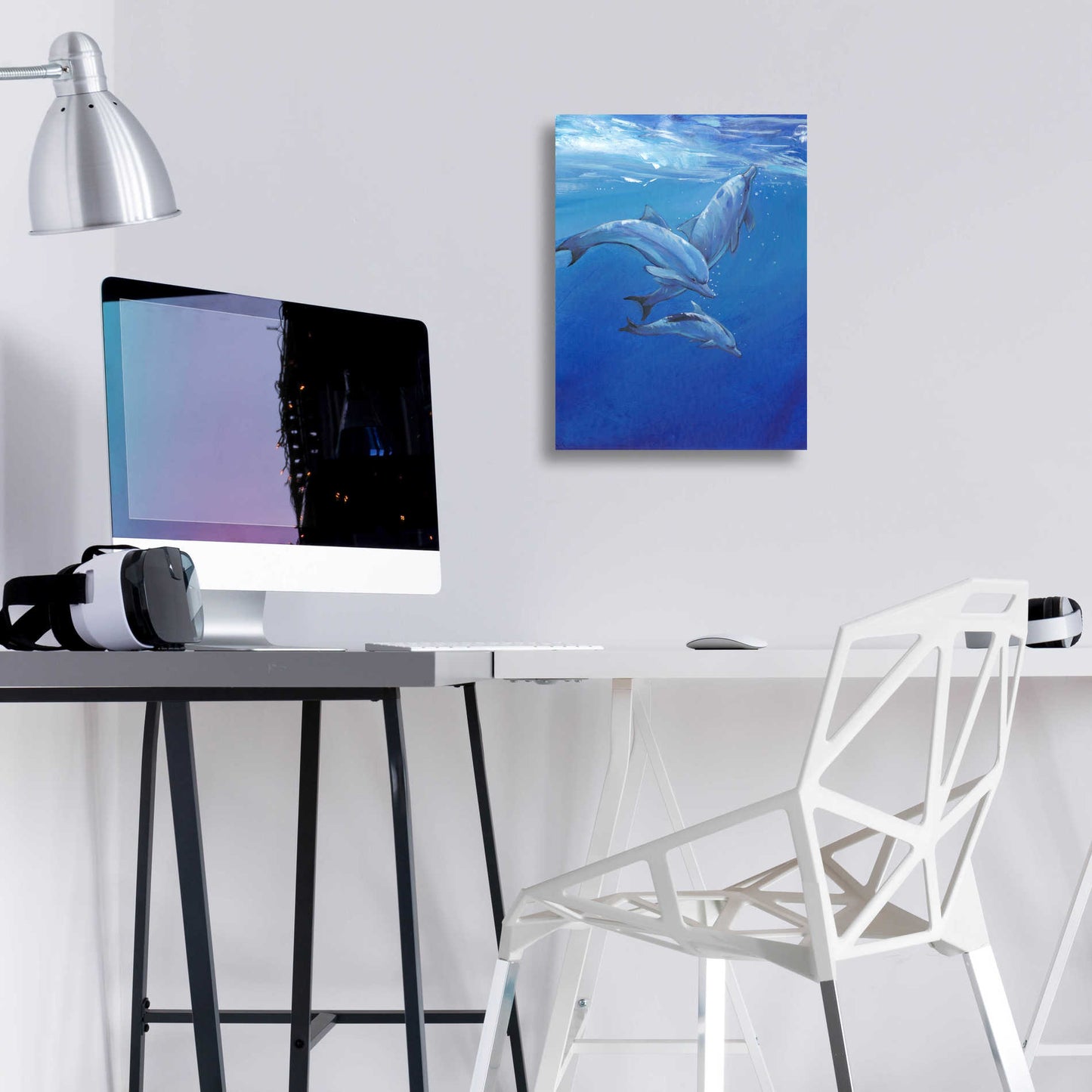 Epic Art 'Under Sea Dolphins' by Tim O'Toole, Acrylic Glass Wall Art,12x16