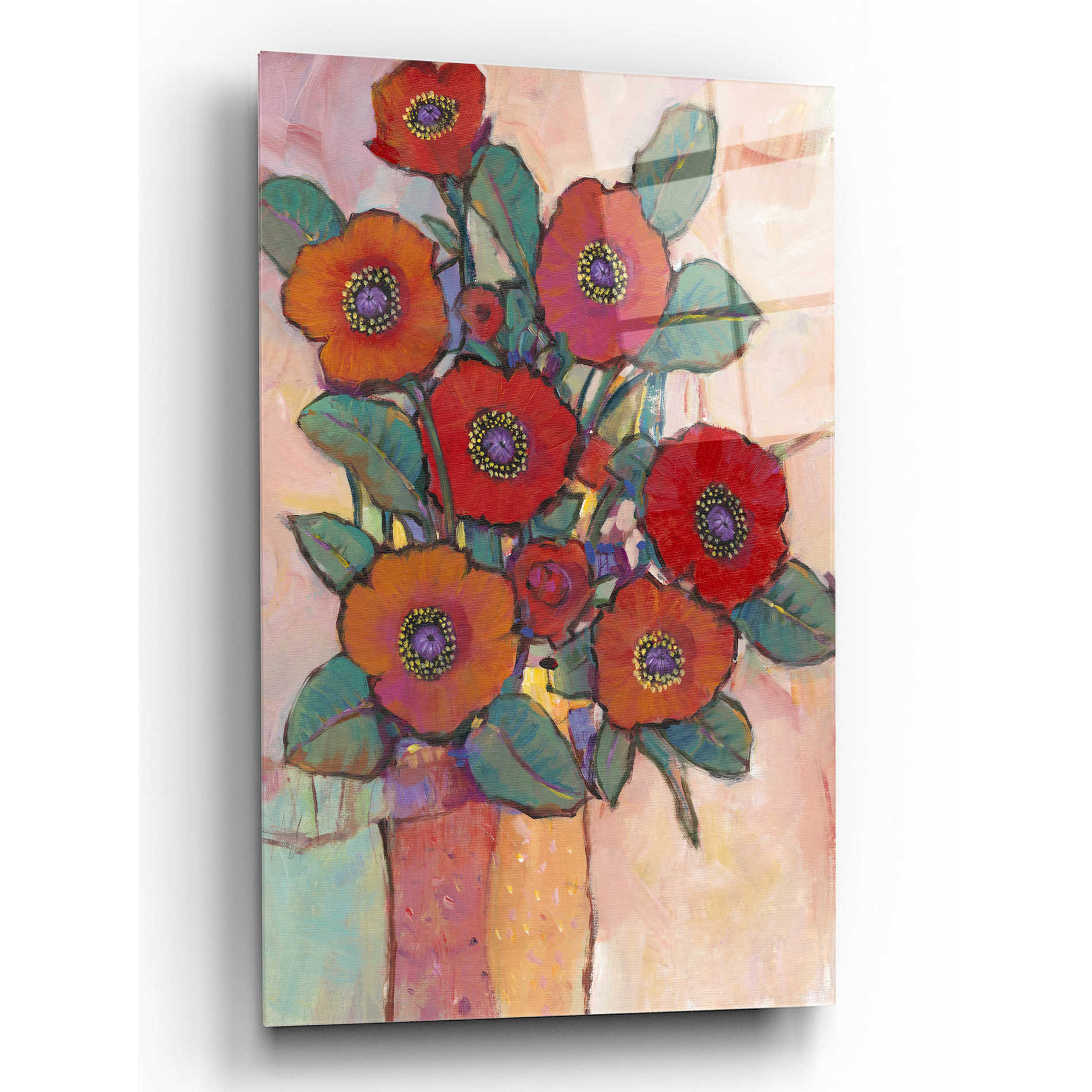 Epic Art 'Poppies in a Vase I' by Tim O'Toole, Acrylic Glass Wall Art,12x16