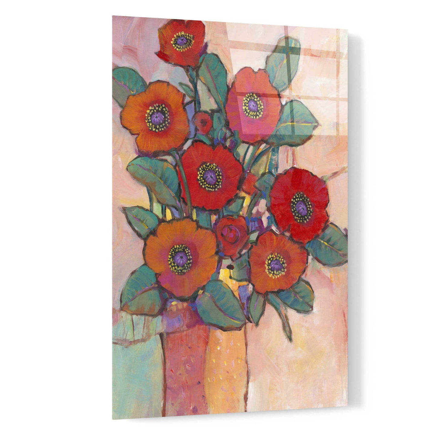 Epic Art 'Poppies in a Vase I' by Tim O'Toole, Acrylic Glass Wall Art,16x24