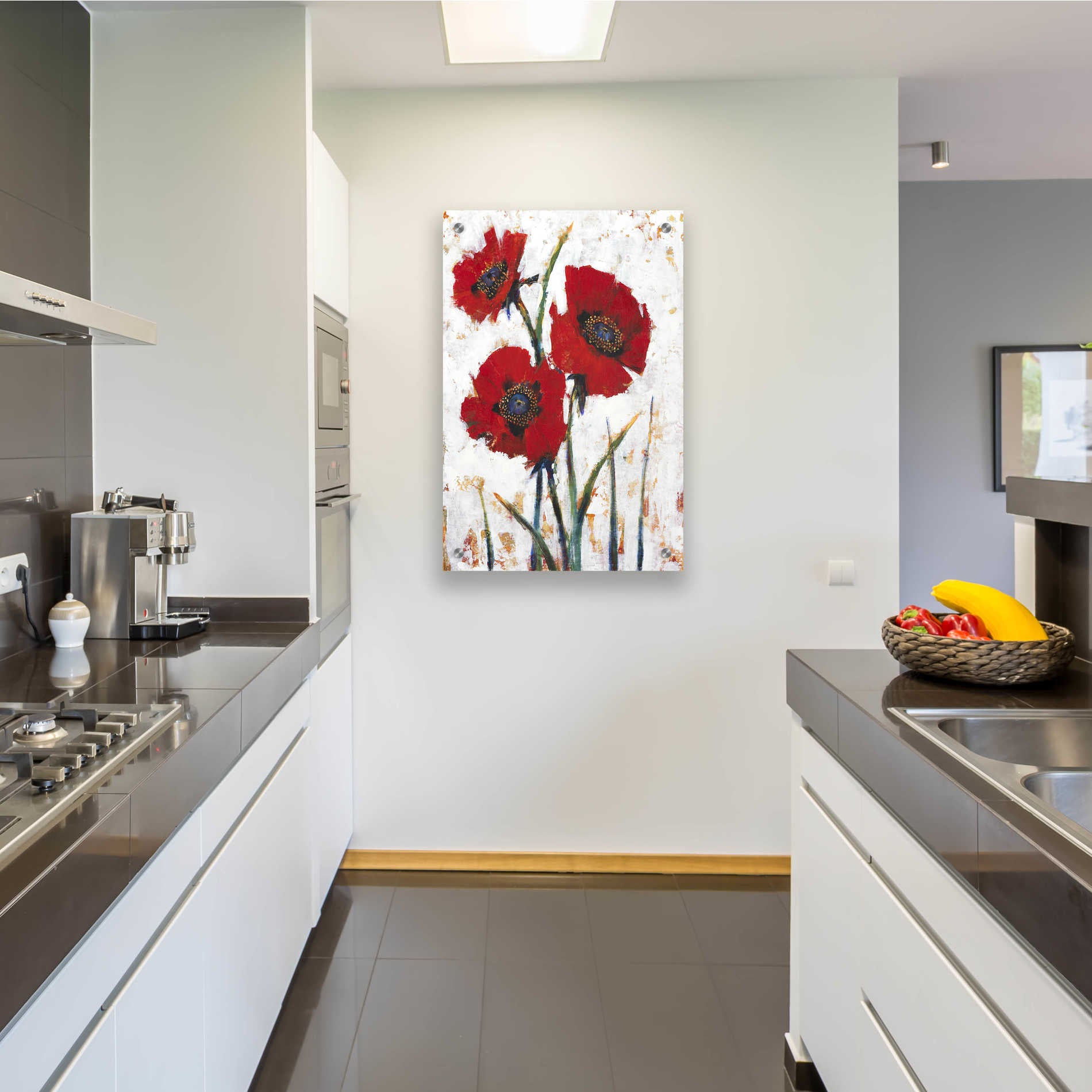 Epic Art 'Red Poppy Fresco I' by Tim O'Toole, Acrylic Glass Wall Art,24x36