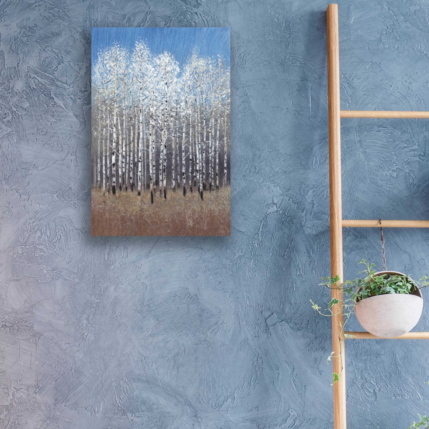 Epic Art 'Cobalt Birches I' by Tim O'Toole, Acrylic Glass Wall Art,16x24