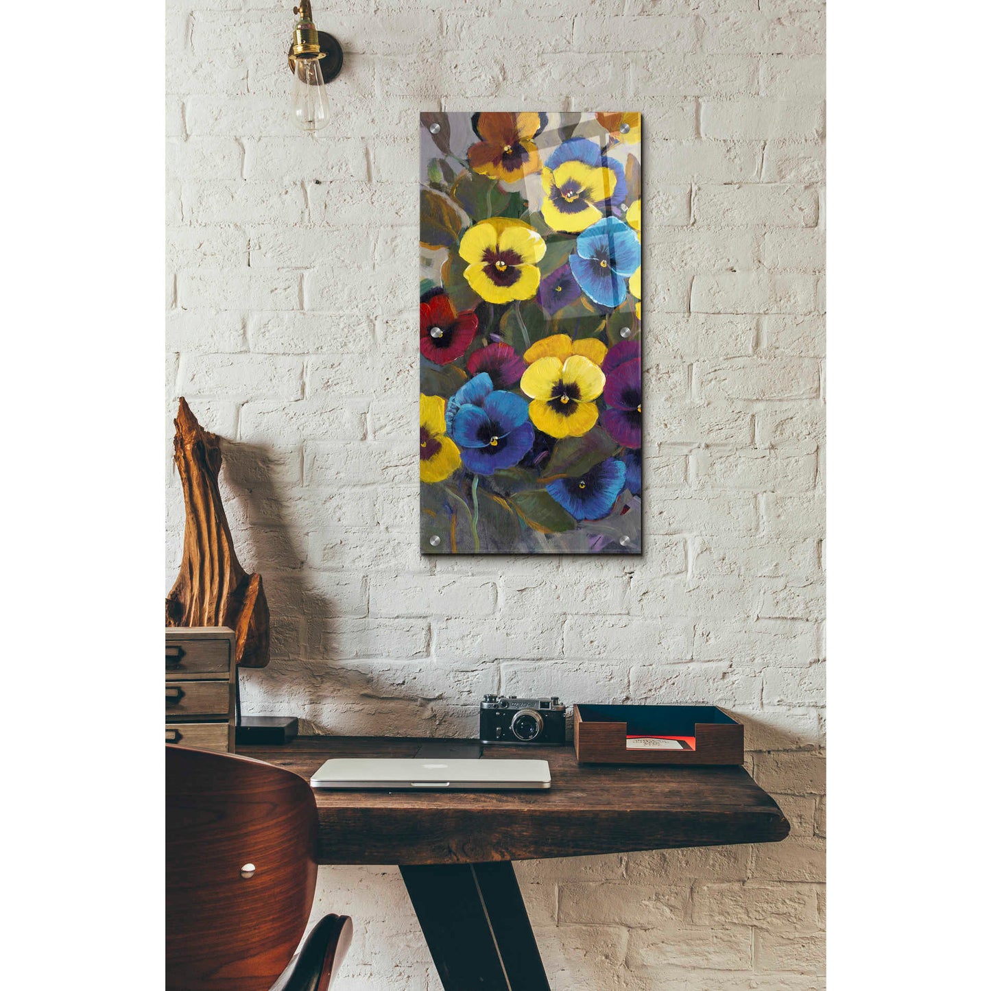 Epic Art 'Pansy Panel I' by Tim O'Toole, Acrylic Glass Wall Art,12x24