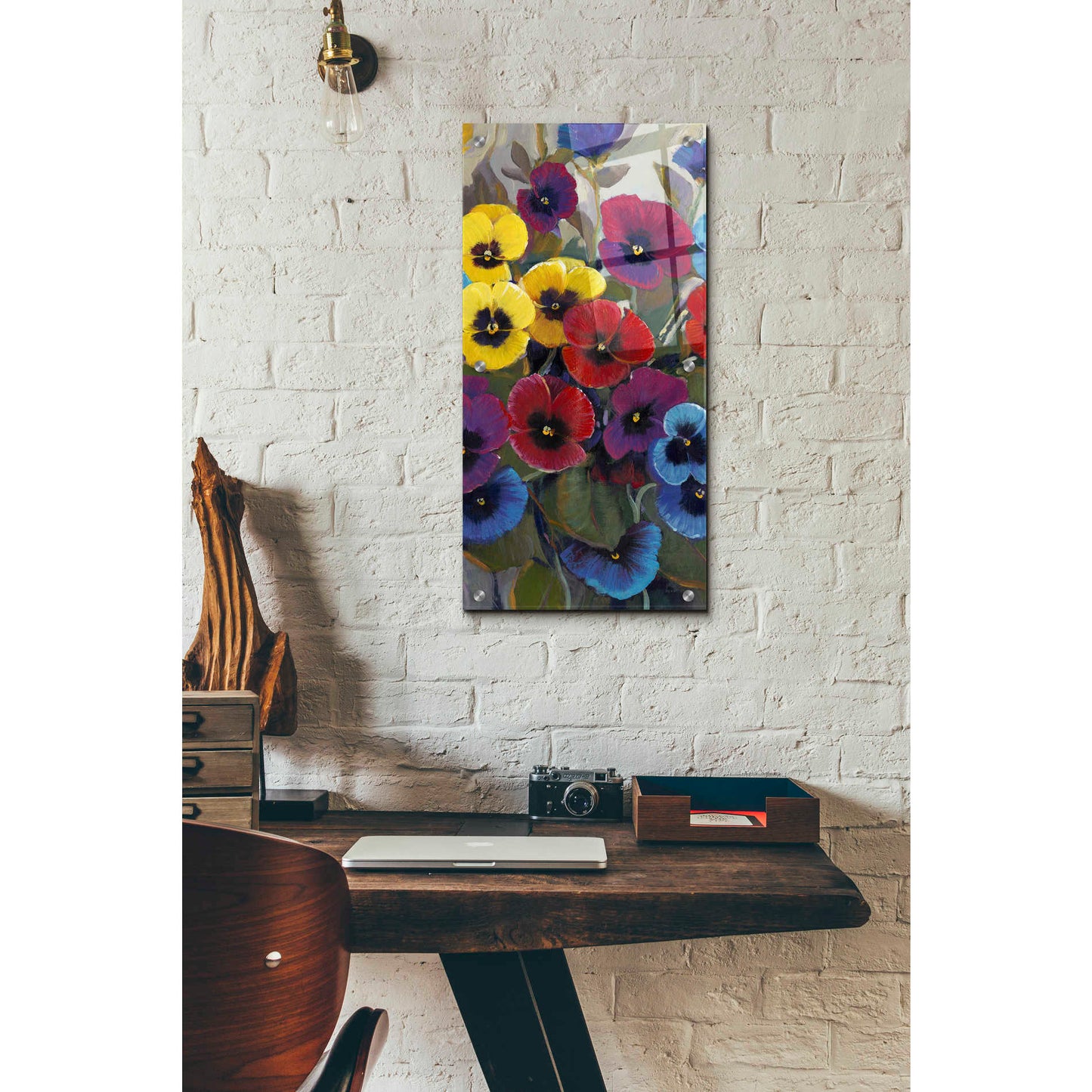 Epic Art 'Pansy Panel II' by Tim O'Toole, Acrylic Glass Wall Art,12x24