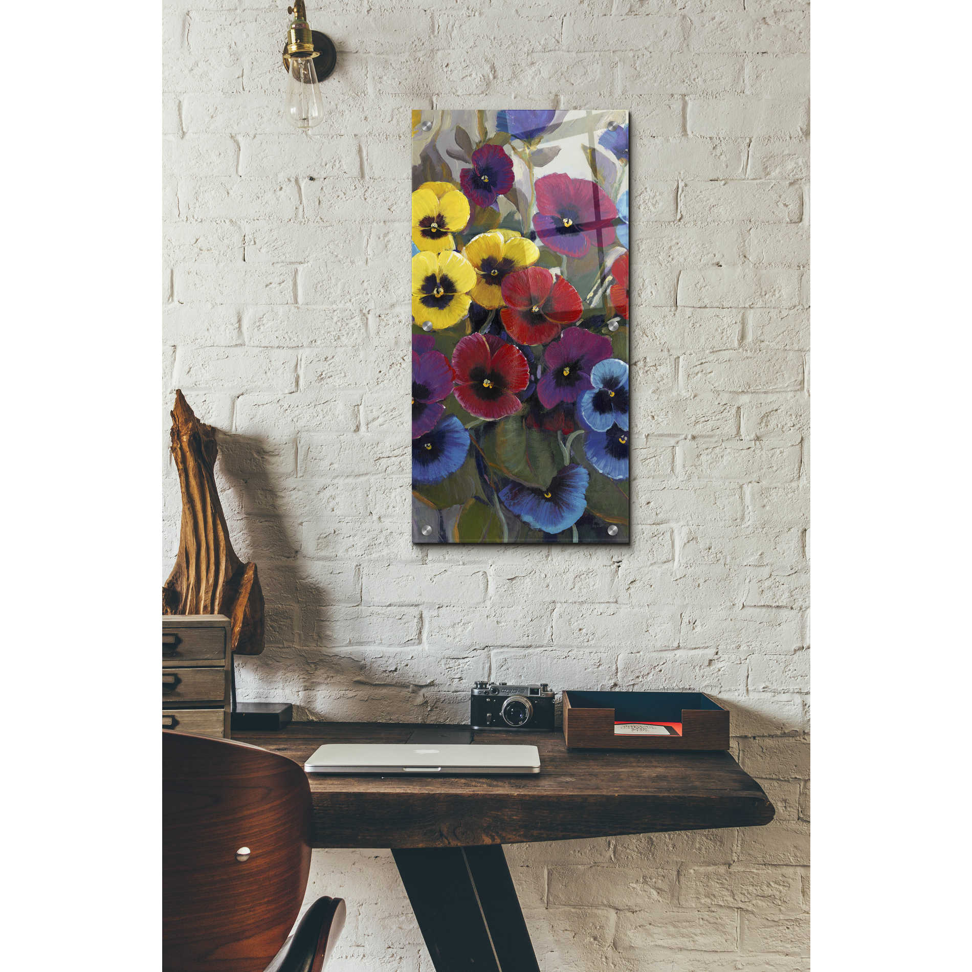 Epic Art 'Pansy Panel II' by Tim O'Toole, Acrylic Glass Wall Art,12x24