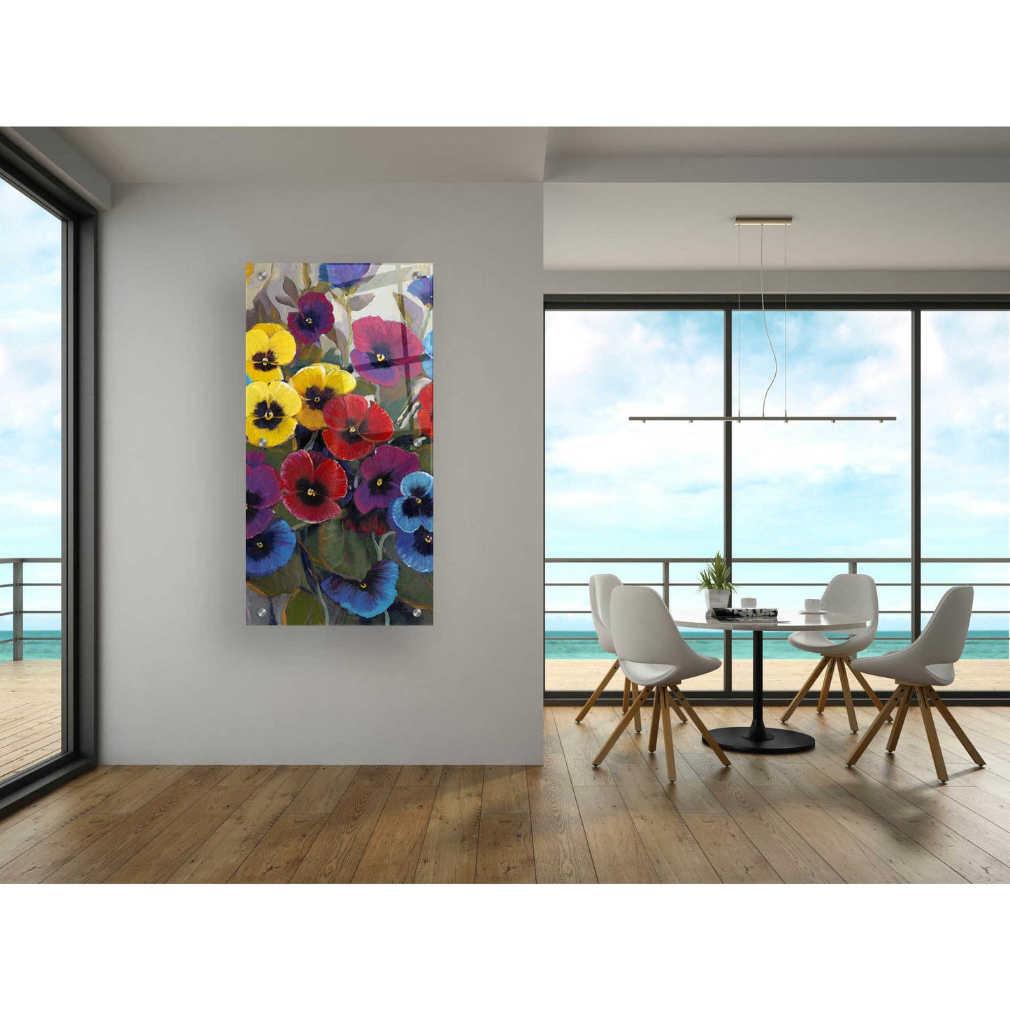 Epic Art 'Pansy Panel II' by Tim O'Toole, Acrylic Glass Wall Art,24x48