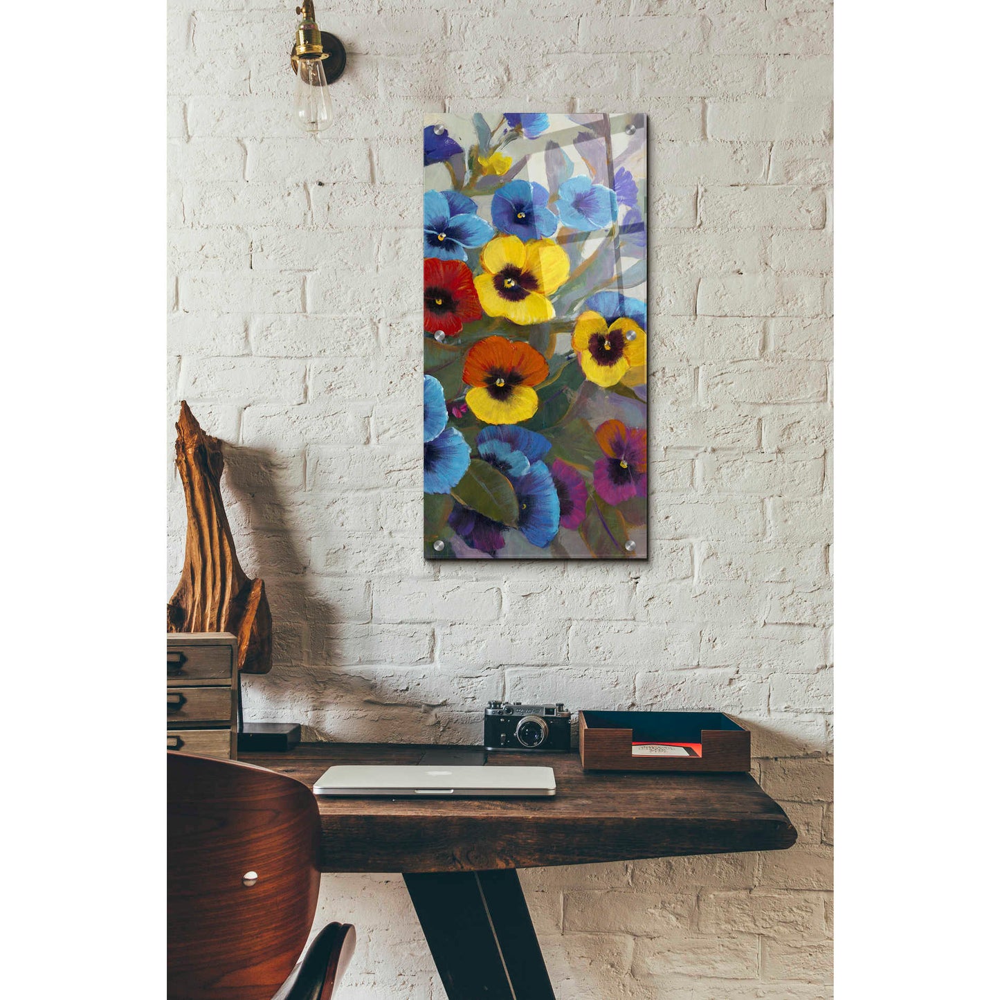 Epic Art 'Pansy Panel III' by Tim O'Toole, Acrylic Glass Wall Art,12x24