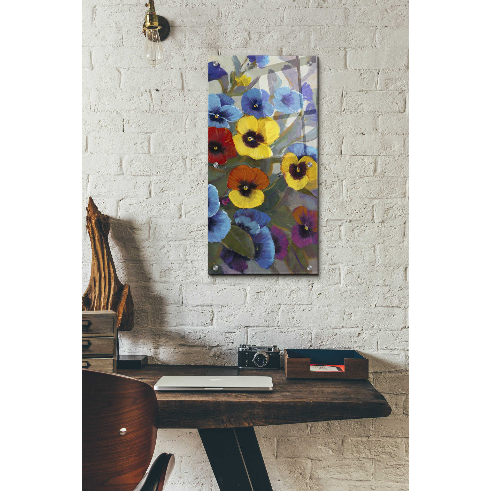 Epic Art 'Pansy Panel III' by Tim O'Toole, Acrylic Glass Wall Art,12x24