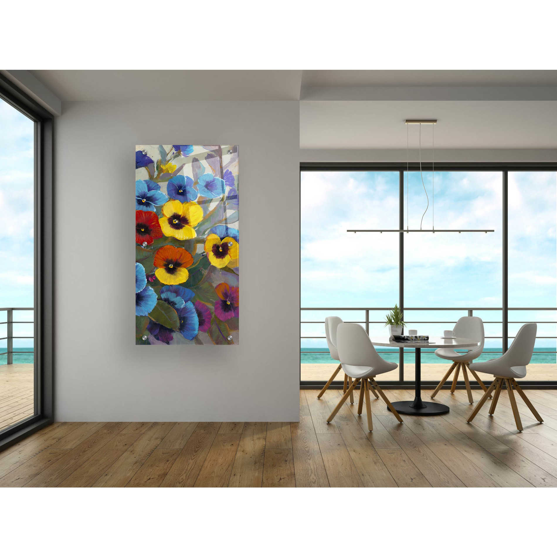 Epic Art 'Pansy Panel III' by Tim O'Toole, Acrylic Glass Wall Art,24x48