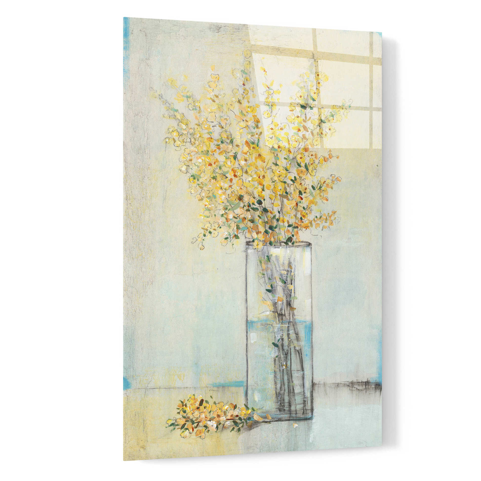 Epic Art 'Yellow Spray in Vase I' by Tim O'Toole, Acrylic Glass Wall Art,16x24