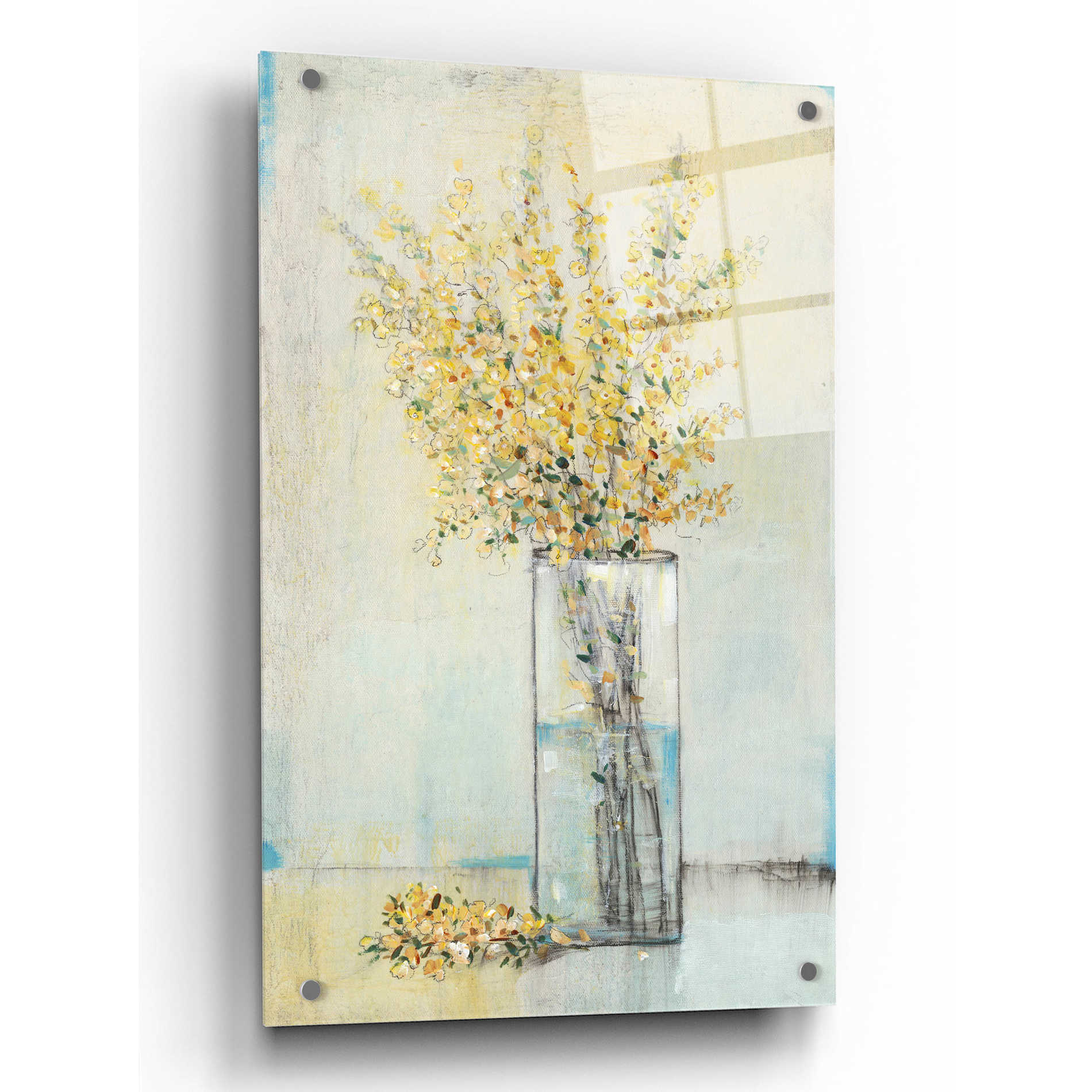 Epic Art 'Yellow Spray in Vase I' by Tim O'Toole, Acrylic Glass Wall Art,24x36