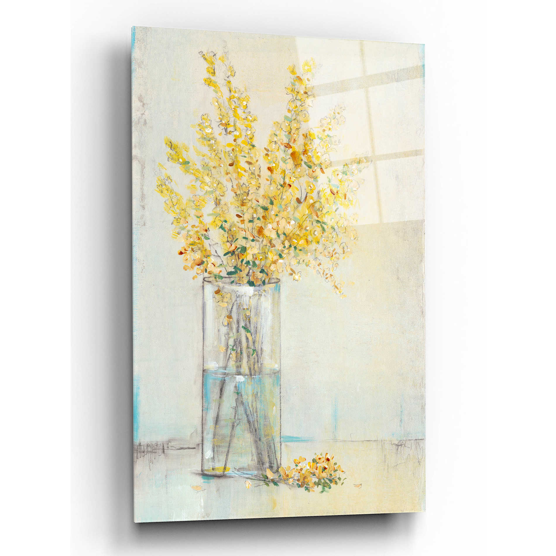 Epic Art 'Yellow Spray in Vase II' by Tim O'Toole, Acrylic Glass Wall Art,16x24