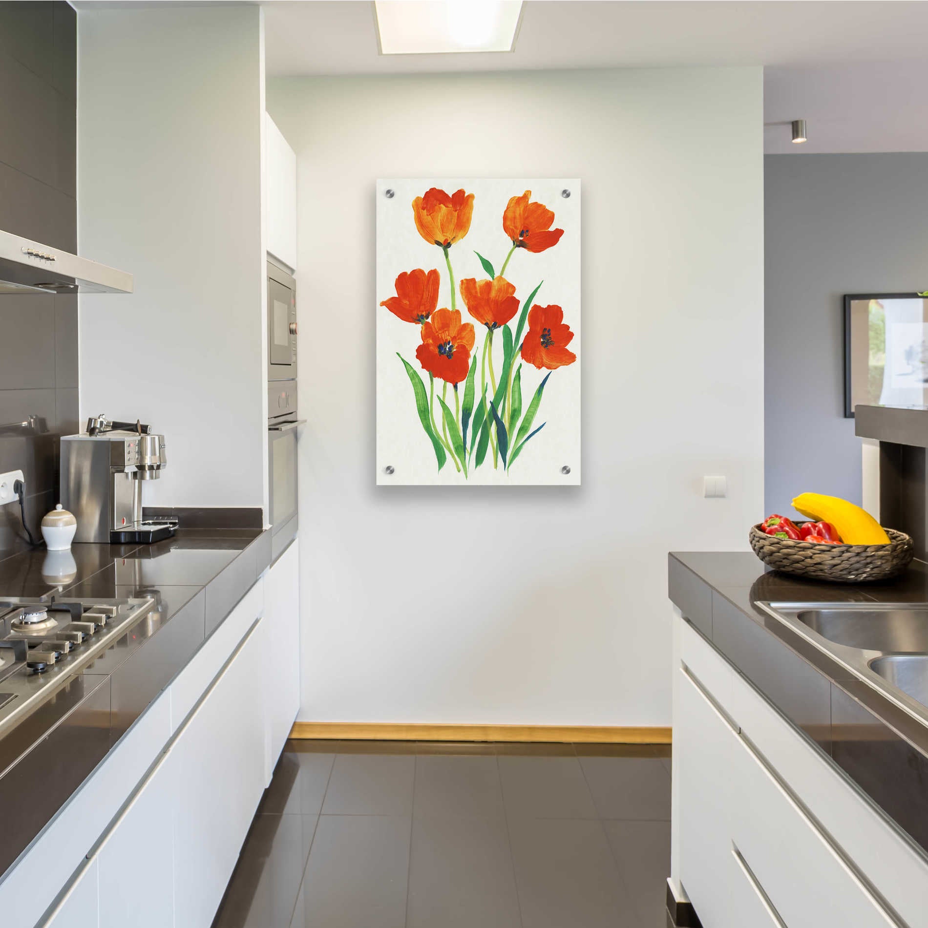 Epic Art 'Red Tulips in Bloom I' by Tim O'Toole, Acrylic Glass Wall Art,24x36