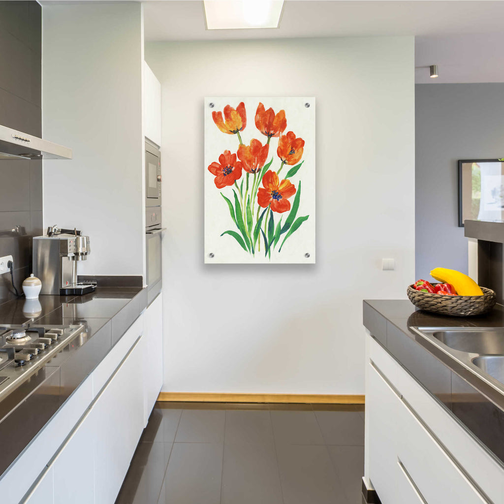 Epic Art 'Red Tulips in Bloom II' by Tim O'Toole, Acrylic Glass Wall Art,24x36