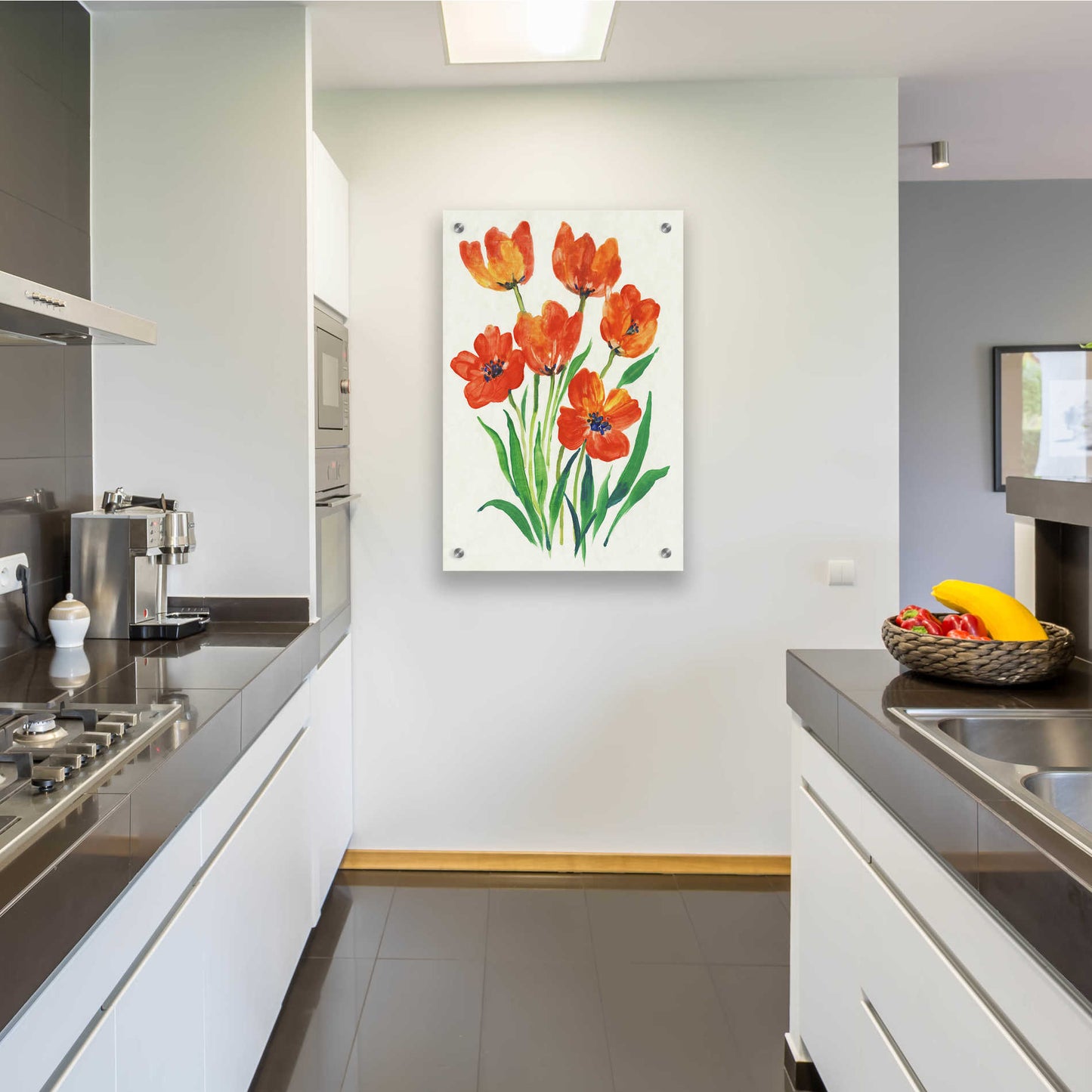 Epic Art 'Red Tulips in Bloom II' by Tim O'Toole, Acrylic Glass Wall Art,24x36