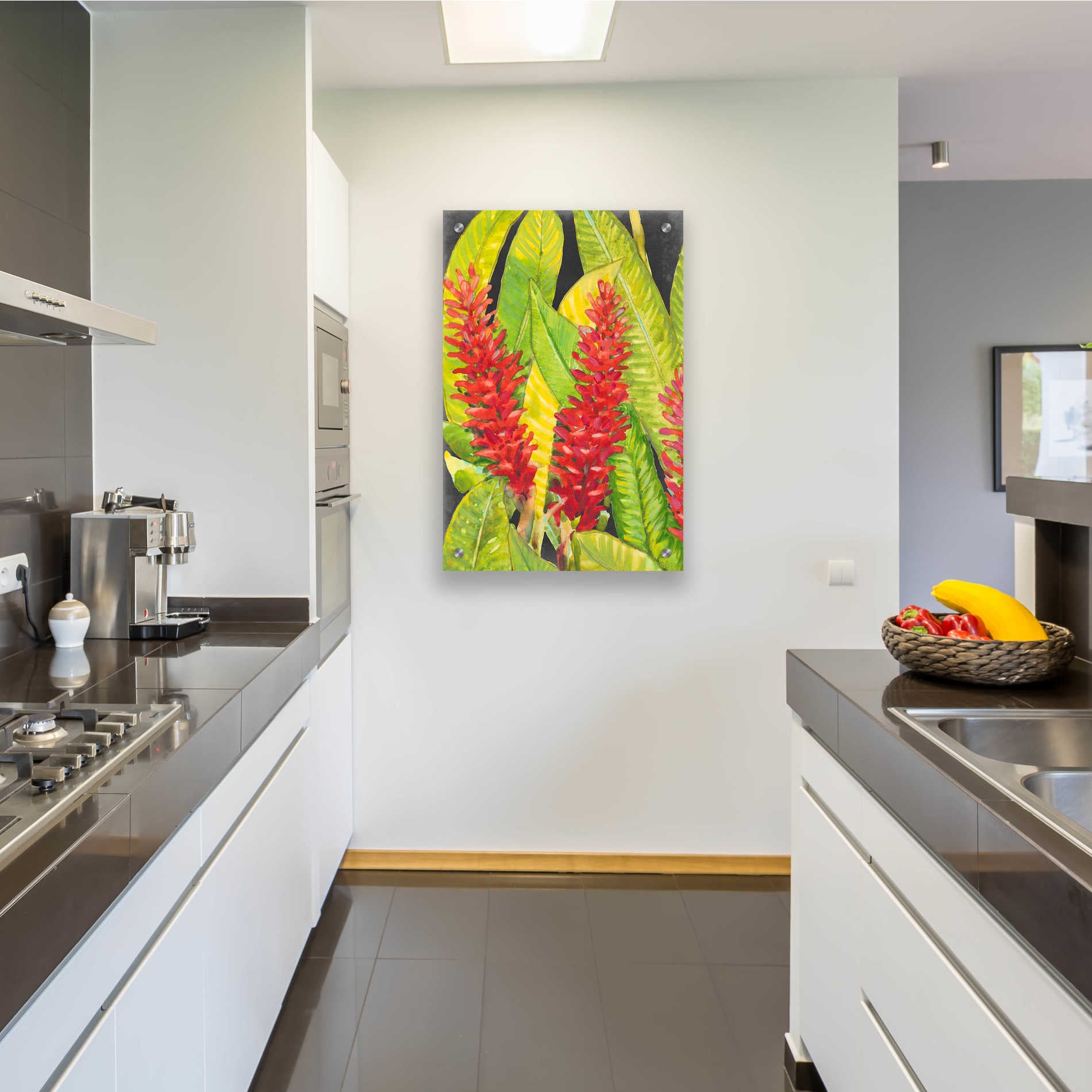 Epic Art 'Red Tropical Flowers I' by Tim O'Toole, Acrylic Glass Wall Art,24x36